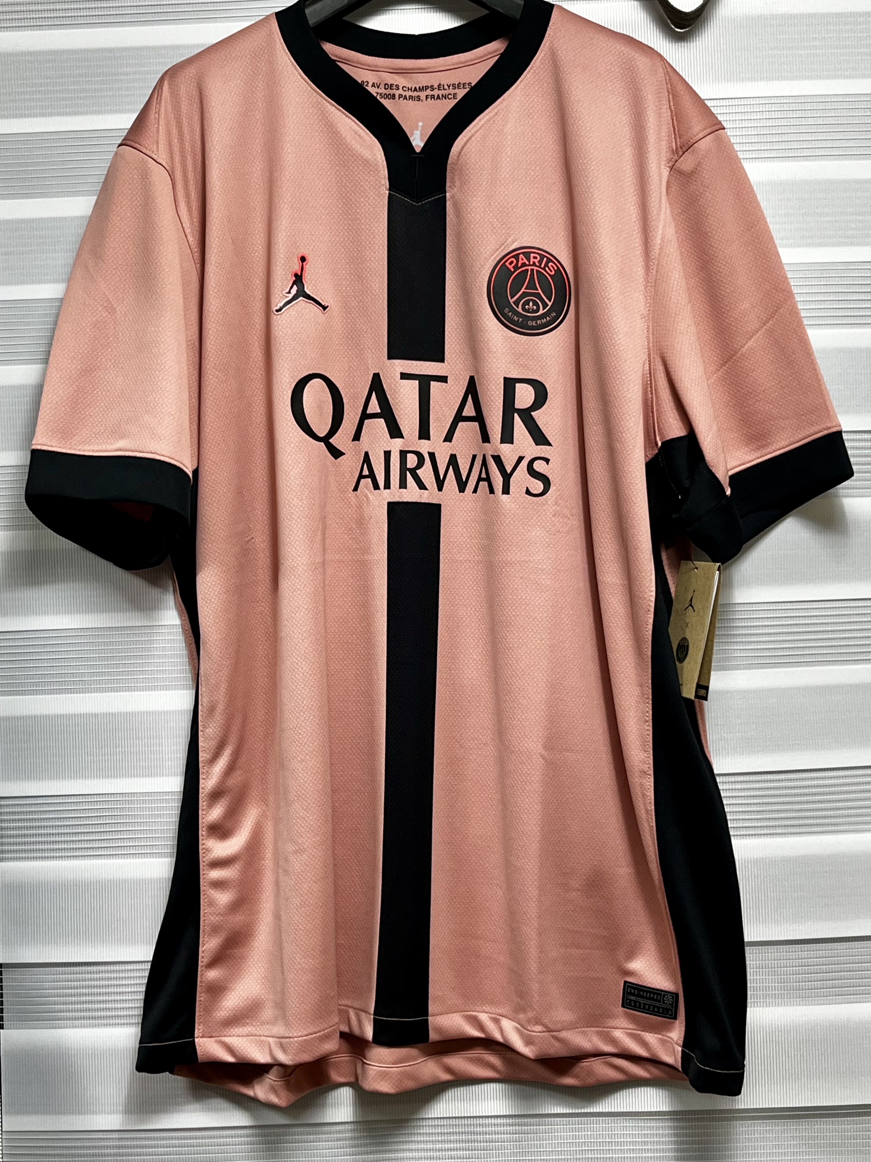 Jordan X Paris Saint-Germain 2024/25 Dri-Fit Stadium 3rd Replica Jersey Rust Pink (Non Marking Ver.) 착용 스타일 - 3