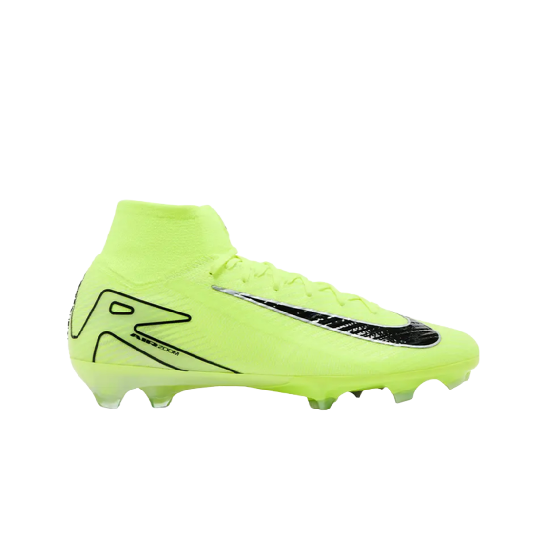 나이키 줌 머큐리얼 슈퍼플라이 10 엘리트 FG 하이 탑 클리트 볼트 블랙(Nike Zoom Mercurial Superfly 10 Elite FG High Top Cleat Volt Black)