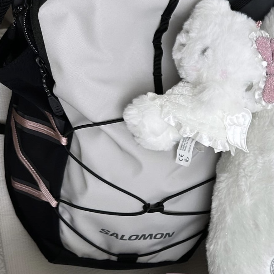 Salomon Quick Lace LT Backpack Light Grey, Sanrio Hello Kitty Angel Mascot Holder 착용 스타일