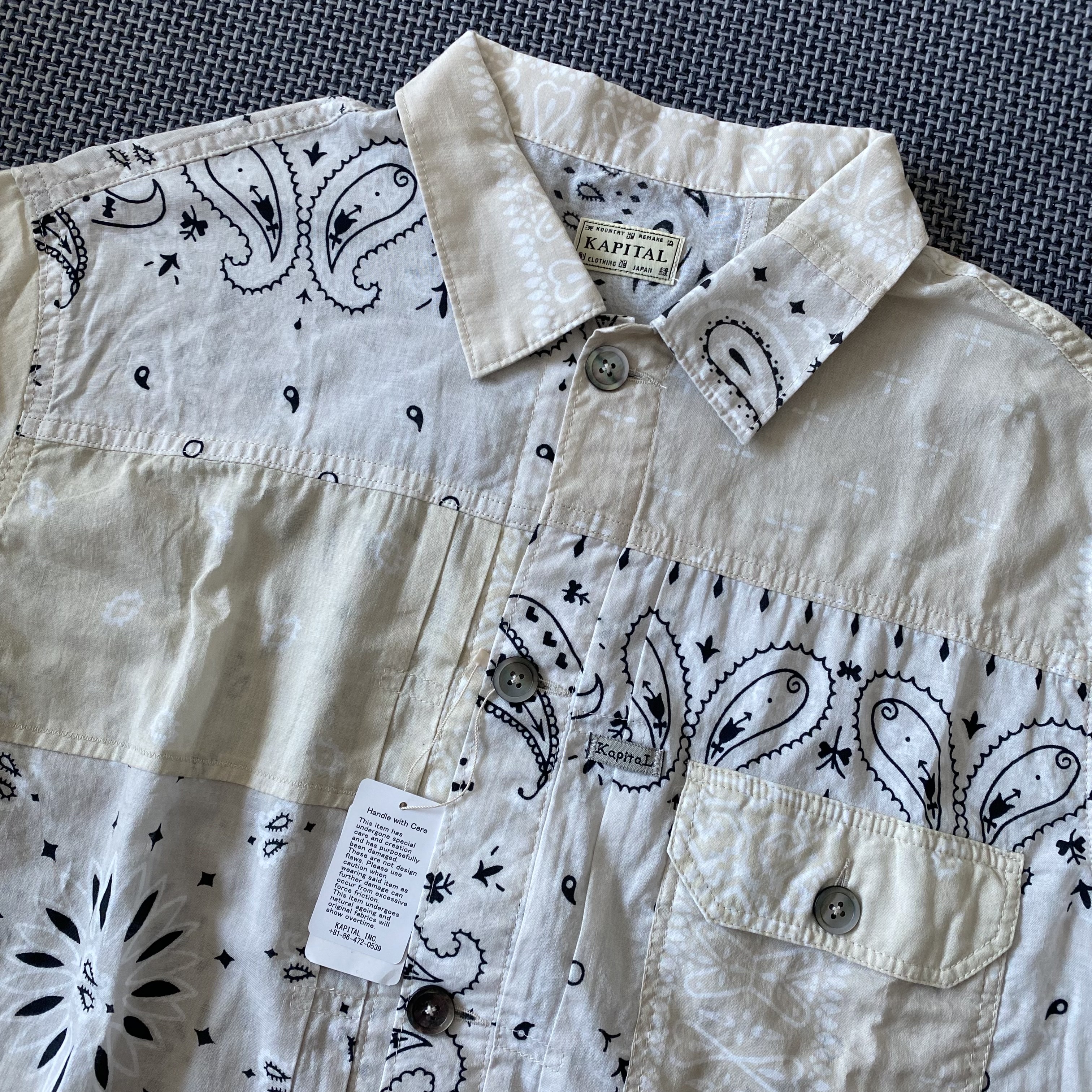 Kapital Gauze Bandana Patchwork PT 1st Jacket White 착용 스타일