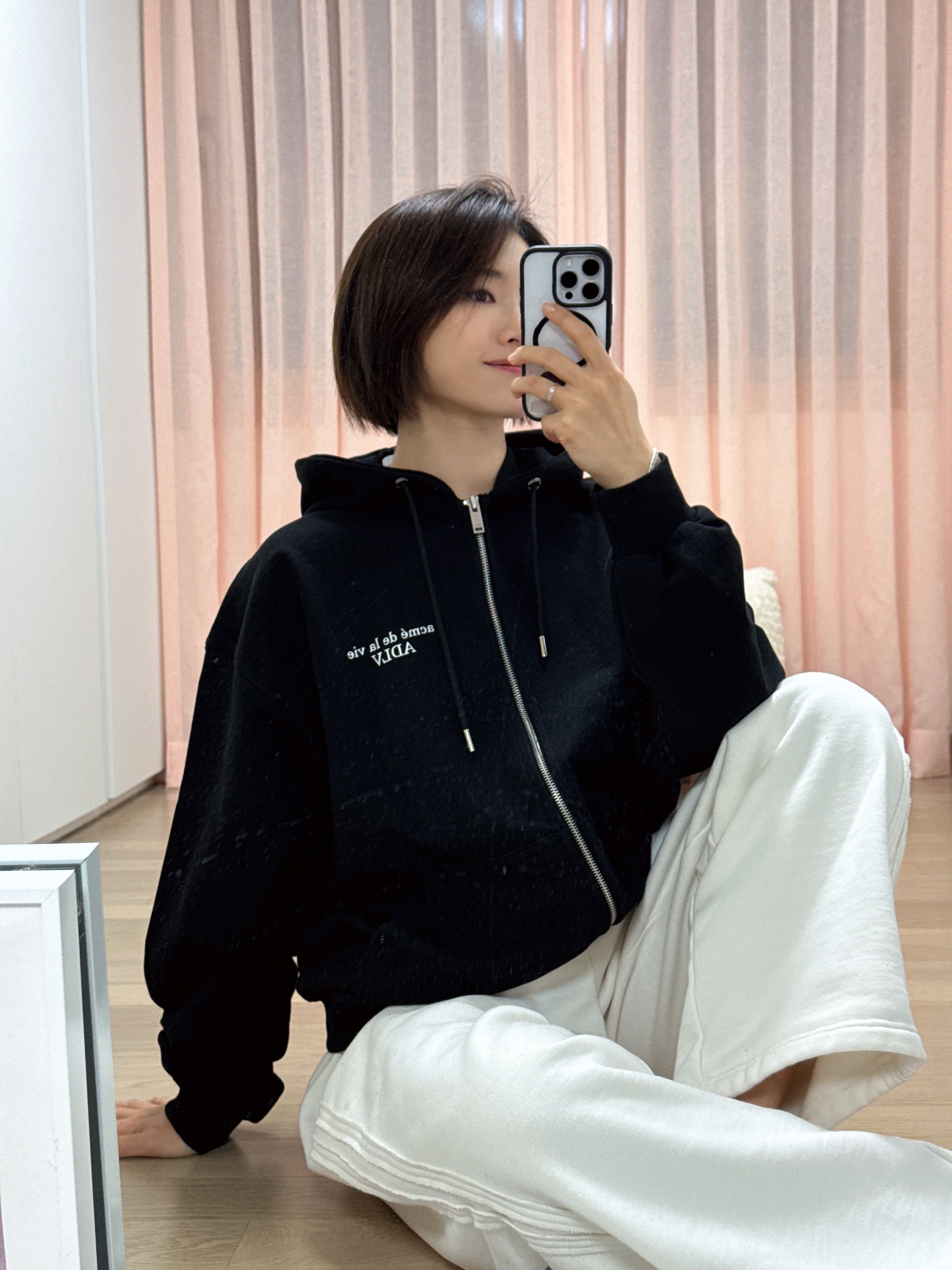 HDEX Womens Damage Line Napping Sweat Pants Bone 착용 스타일 - 1