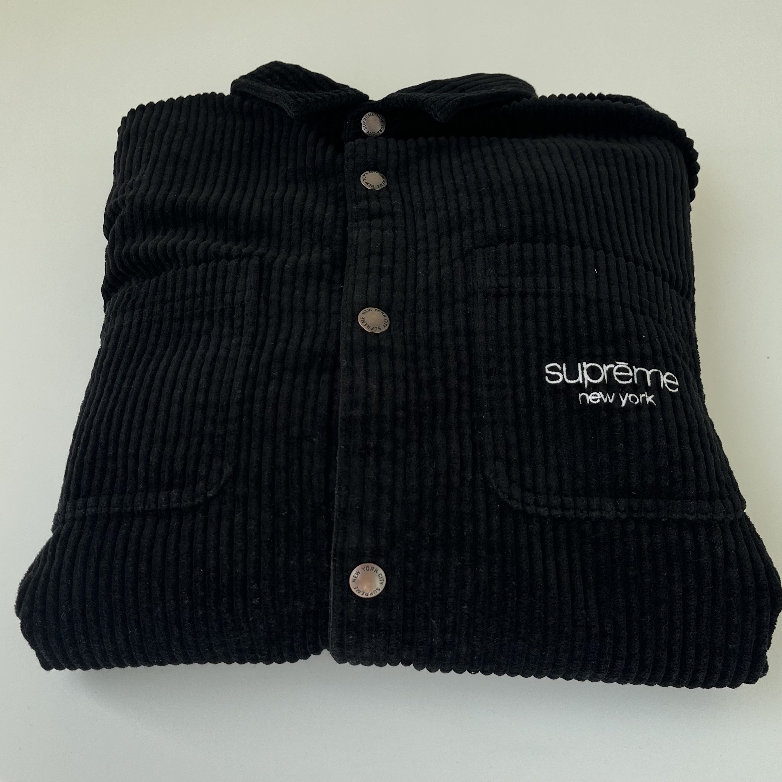 Supreme Wide Wale Corduroy Snap Shirt Black - 24FW 착용 스타일 - 2