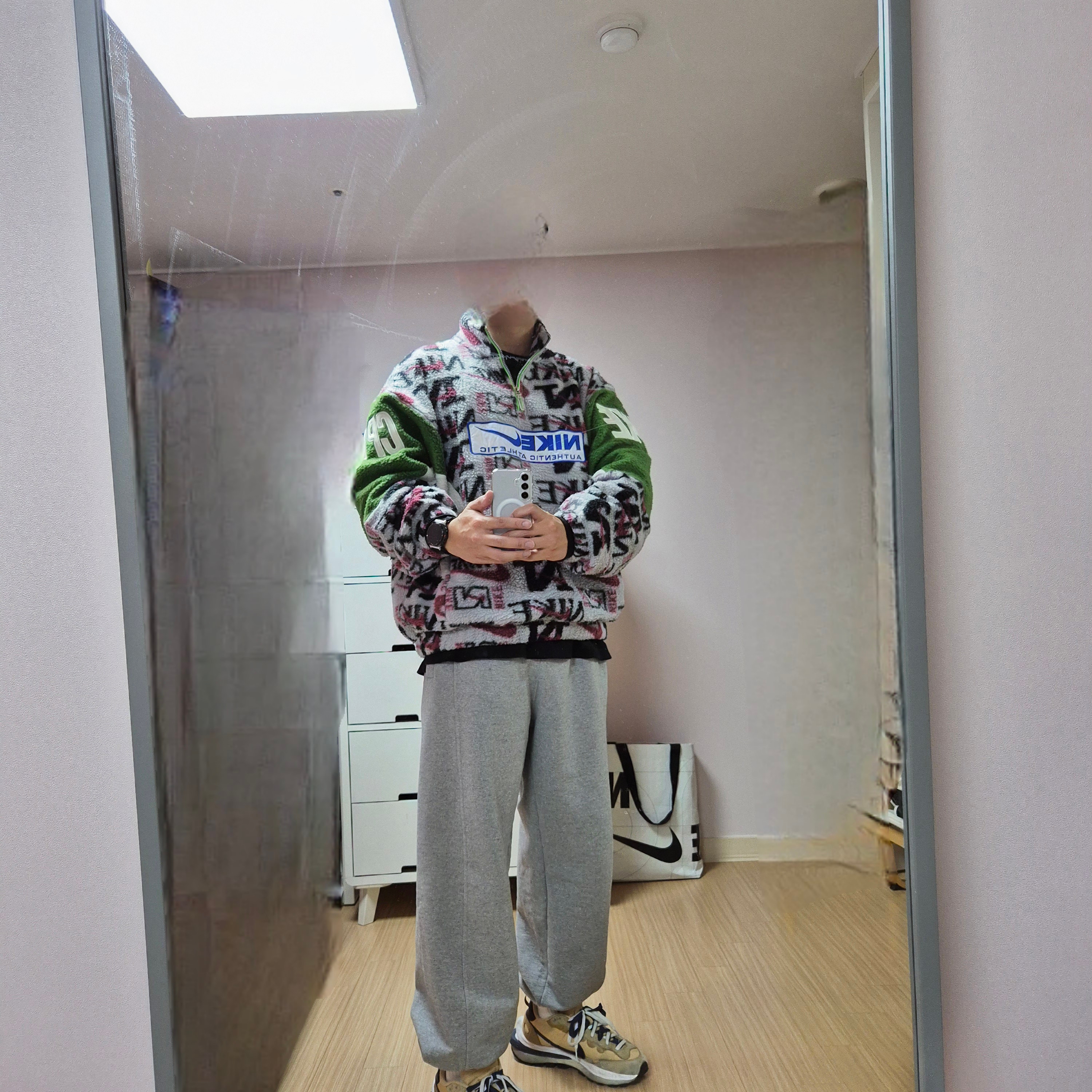 Nike x Cactus Plant Flea Market Quarter Zip Top Jacket Grey - US/EU, Nike x Sacai VaporWaffle Sesame and Blue Void 착용 스타일