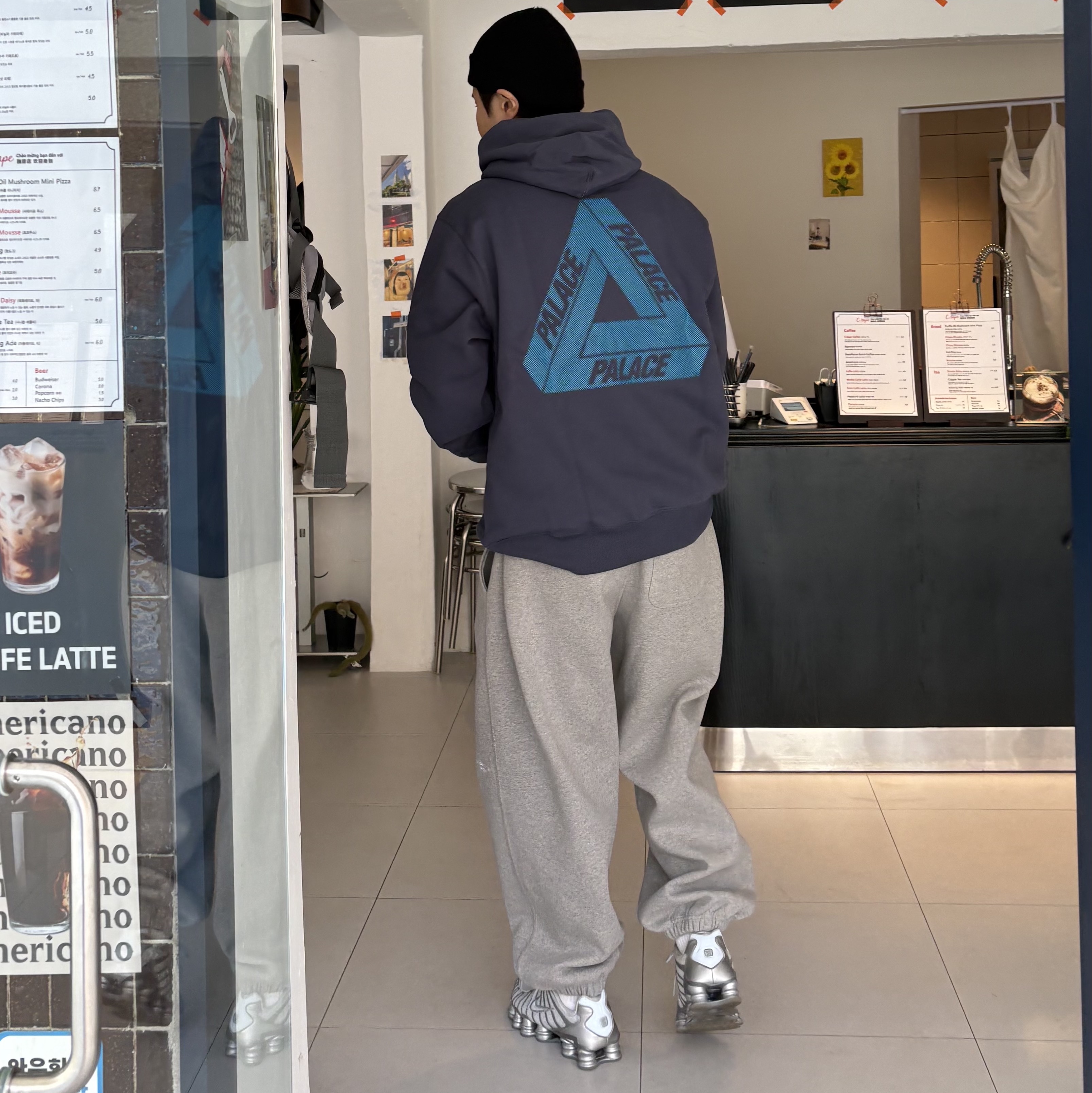 Palace Bit Grippy Tri-Ferg Hood Navy - 24SS, Undermycar Mu.03 Anti Fxxking Logo Play Oversized Sweat Jogger Melange Gray 착용 스타일
