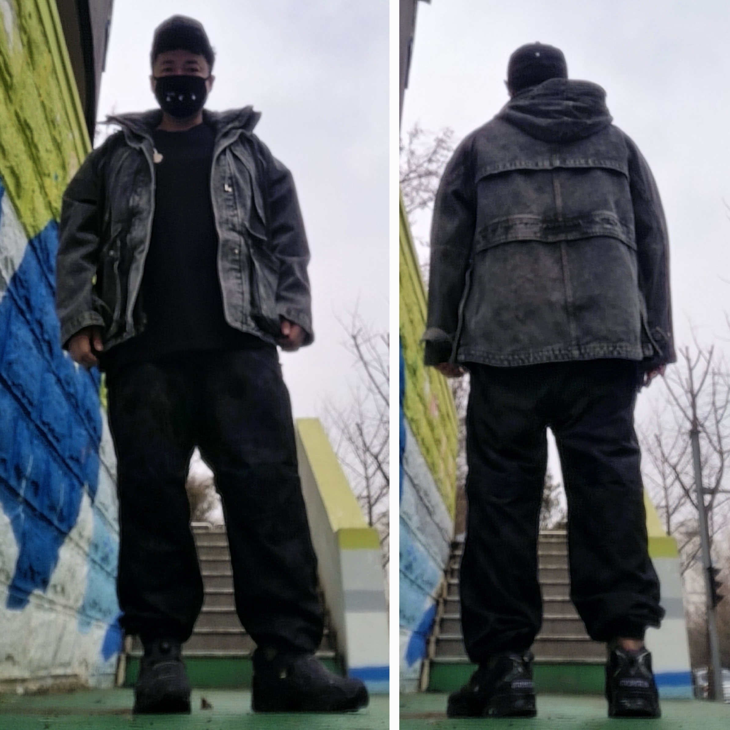 리복 x 베트멍 인스타펌프 퓨리 OG 워시드 블랙 착용 스타일 - 1