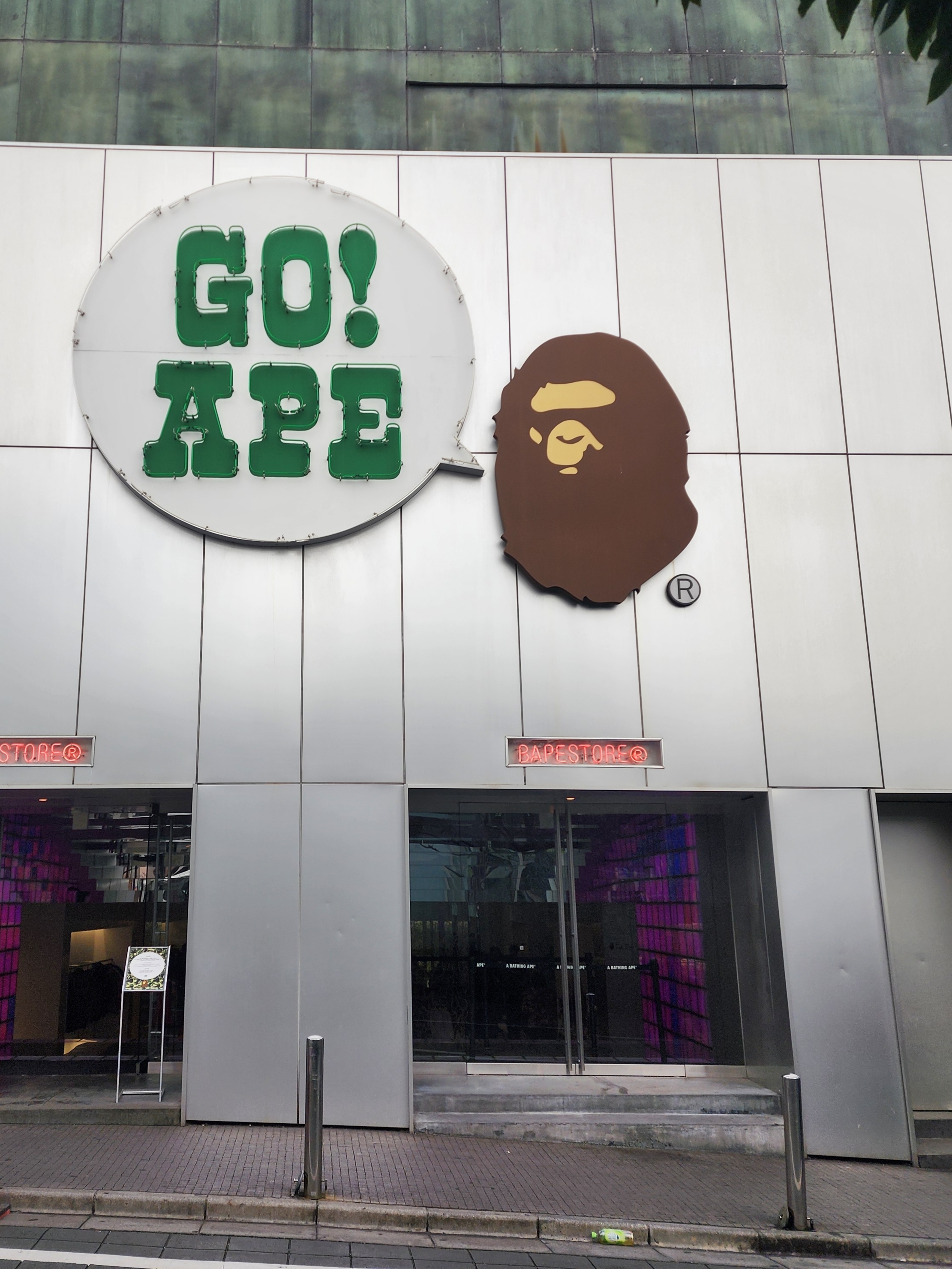 베이프 마블링 카모 샤크 릴렉스드 핏 풀 집 후드 그린, 베이프 에이프 메탈 헤드 키체인 브라운 착용 스타일 - 2