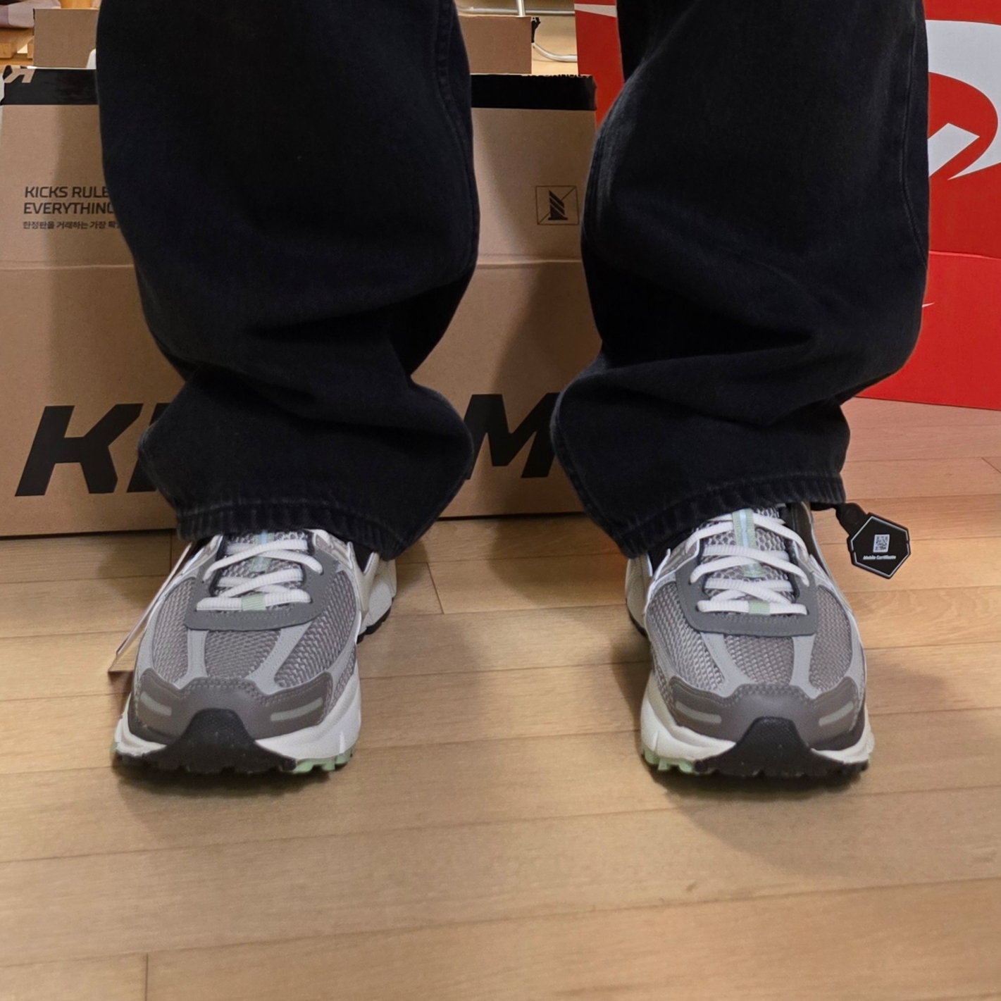 (W) Nike Zoom Vomero 5 Cobblestone and Flat Pewter 착용 스타일 - 4