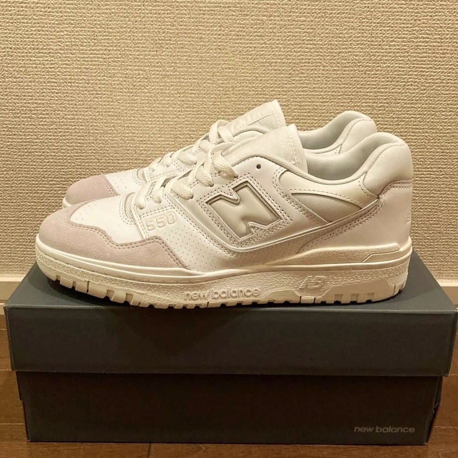 New Balance 550 White Grey - 2E Wide 착용 스타일