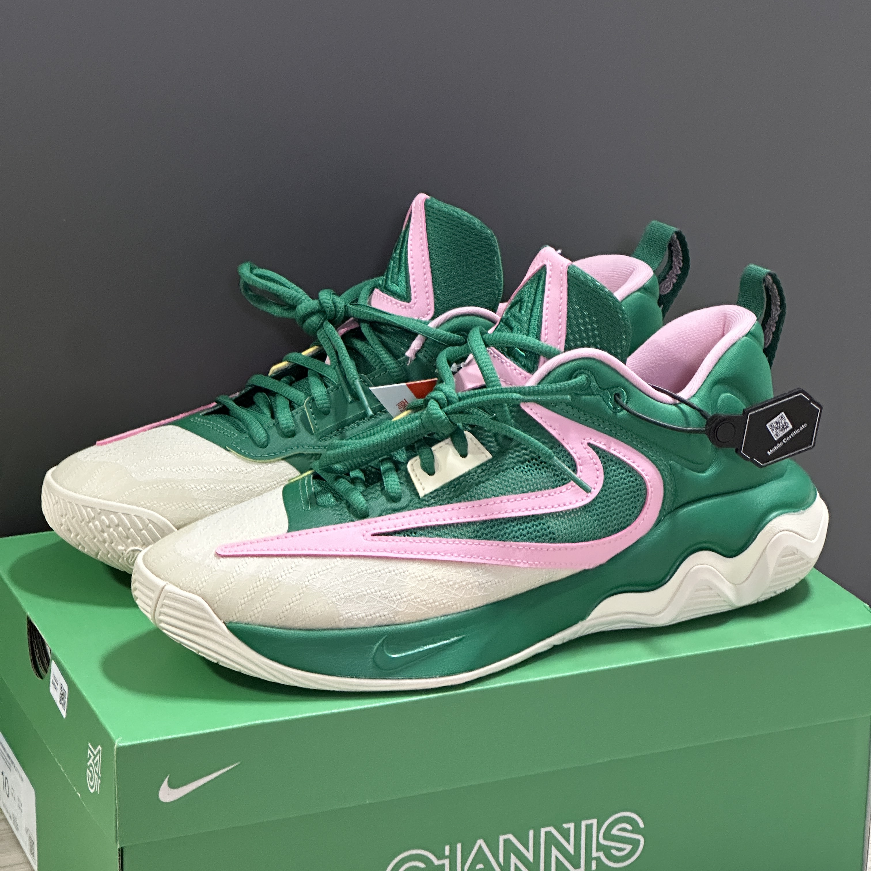Nike Giannis Immortality 3 EP Malachite Medium Soft Pink 착용 스타일
