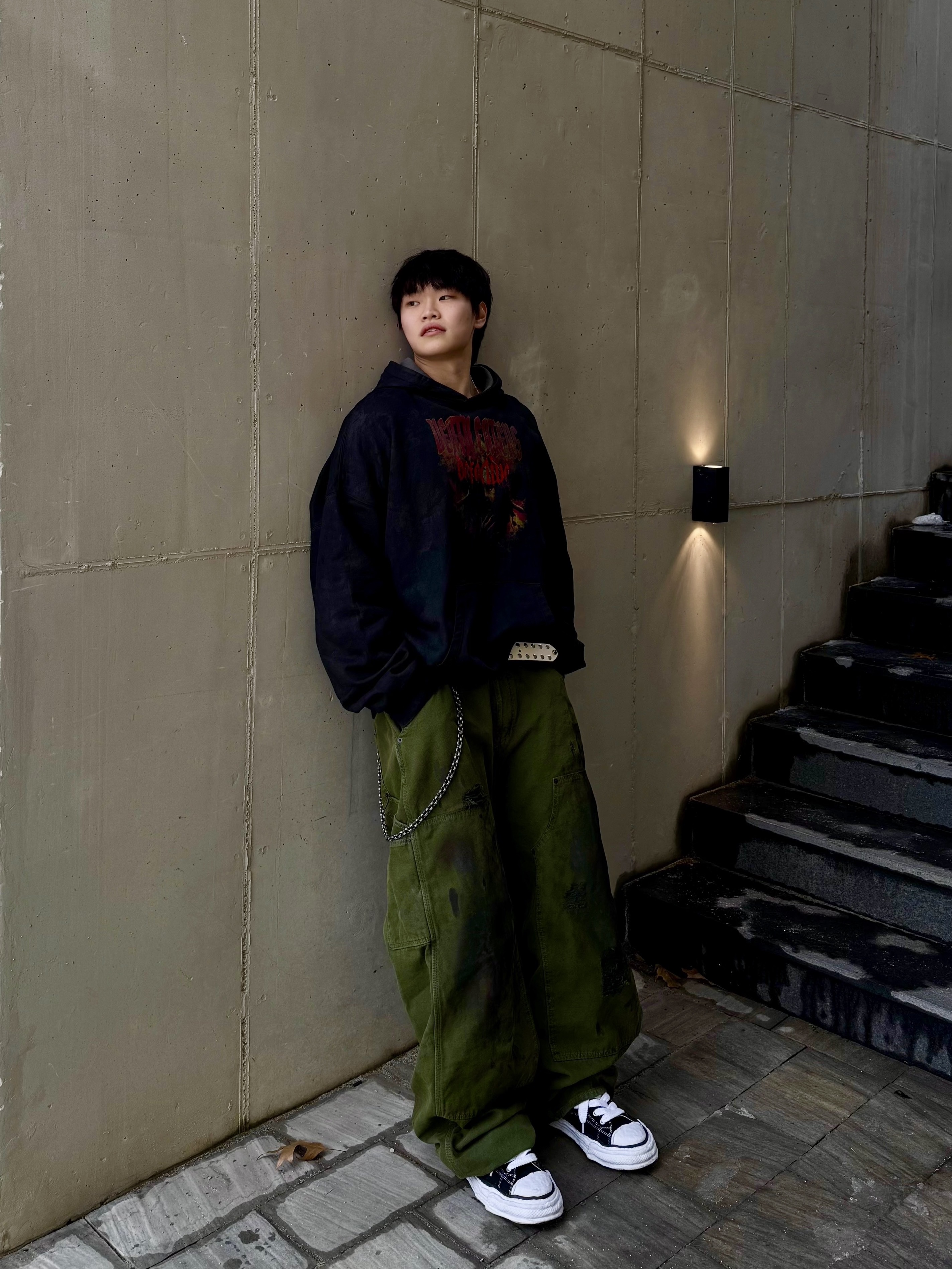Maison Mihara Yasuhiro Peterson23 OG Sole Canvas Low-top Sneakers Black, Undermycar Death Eaters Oversized Hoodie Fiesta - 23FW 착용 스타일 - 2