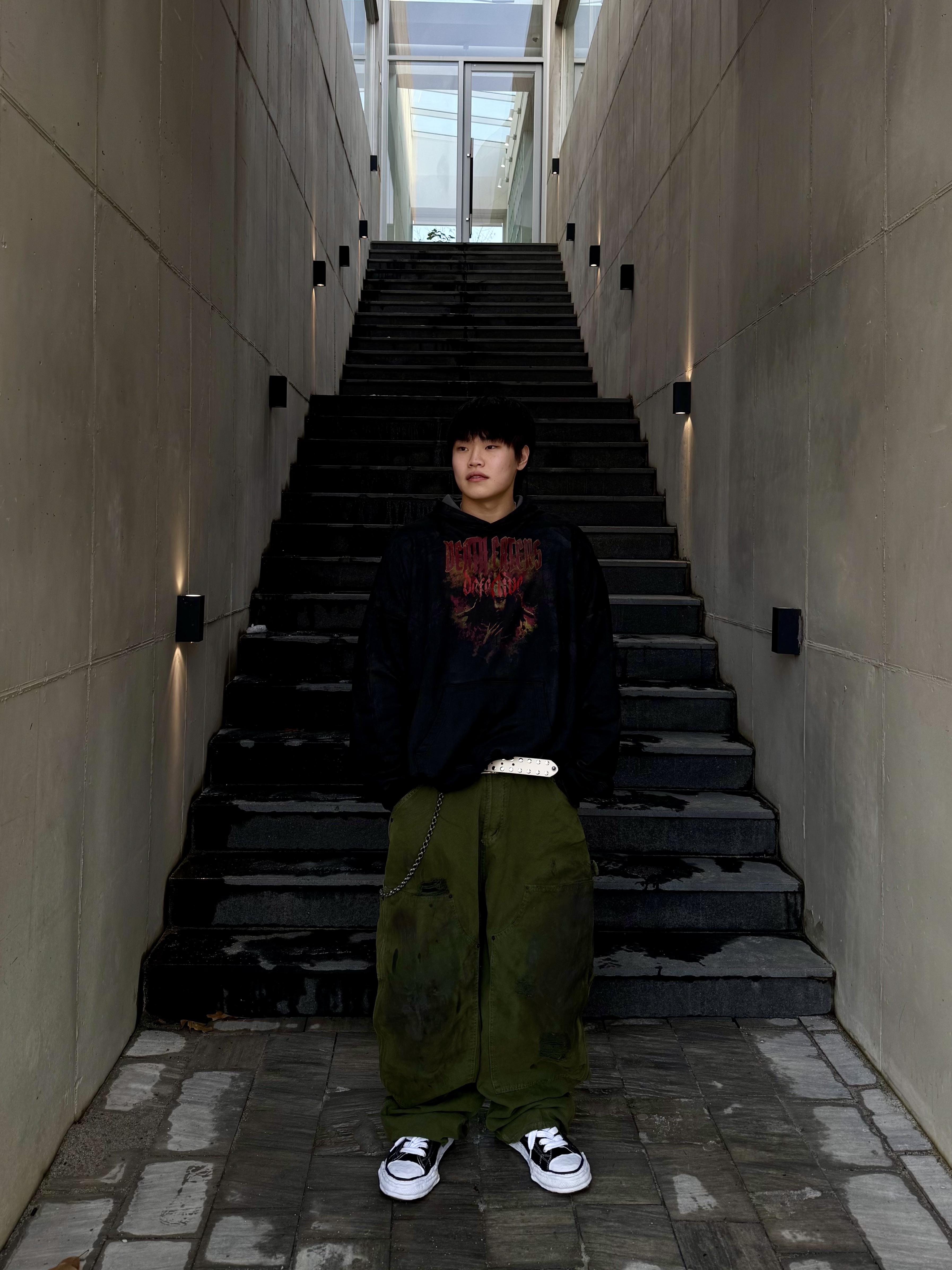 Maison Mihara Yasuhiro Peterson23 OG Sole Canvas Low-top Sneakers Black, Undermycar Death Eaters Oversized Hoodie Fiesta - 23FW 착용 스타일 - 7