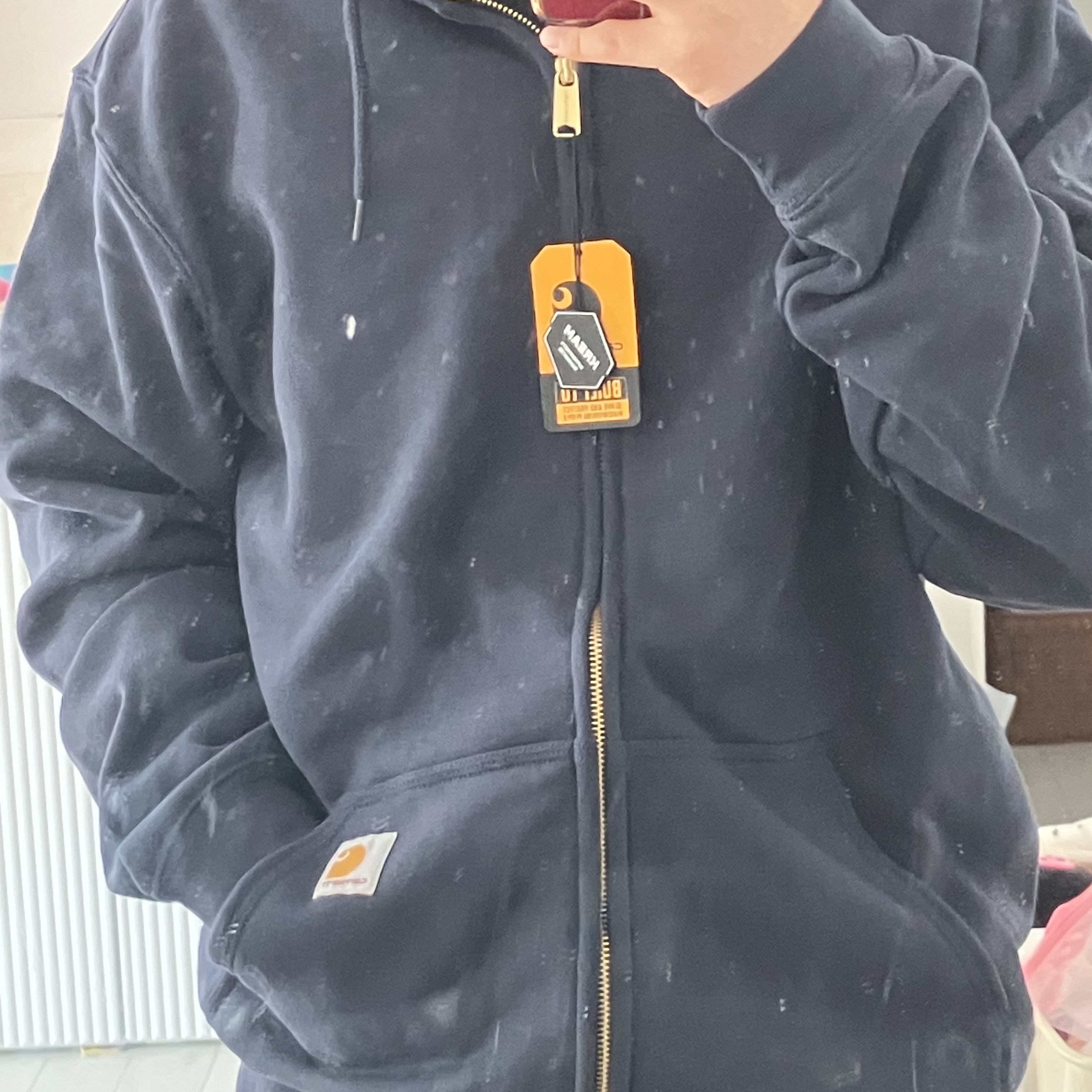 Carhartt Loose Fit Midweight Regular Full Zip Sweatshirt New Navy 착용 스타일