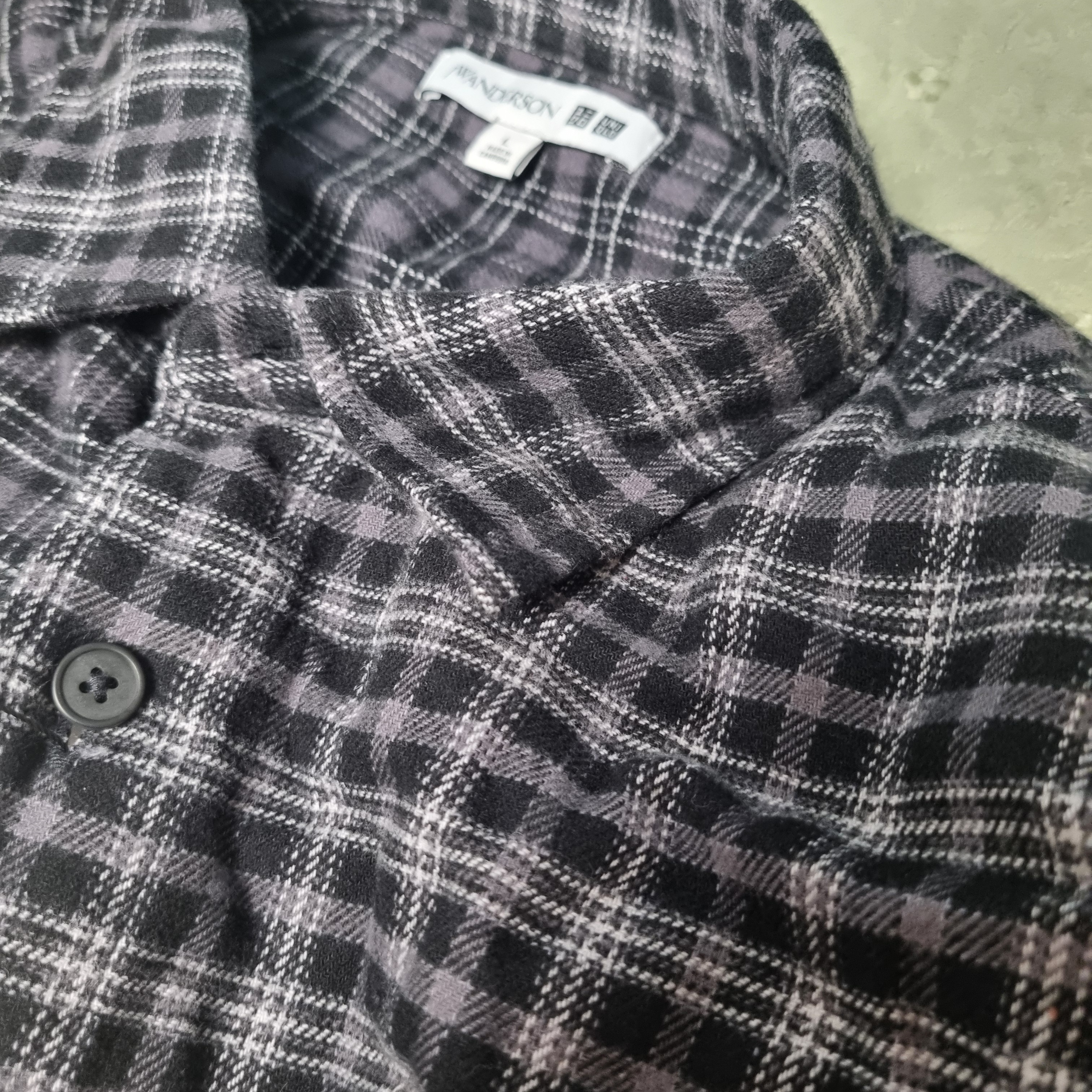 Uniqlo x JW Anderson Flannel Shirt Long Sleeve Regular Collar A Dark Gray - KR 착용 스타일