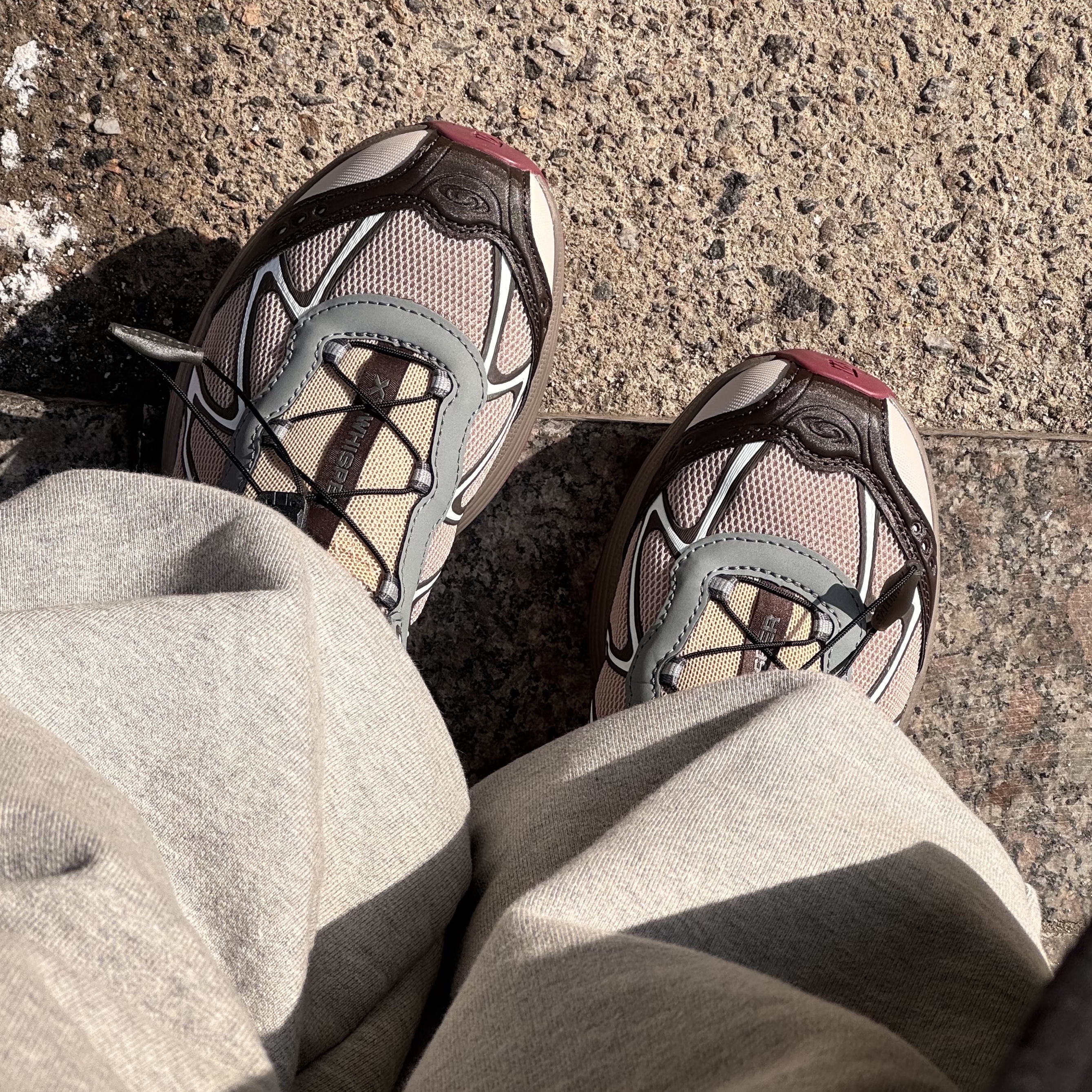 Salomon XT-Whisper Oxford Tan Sedona Sage 착용 스타일