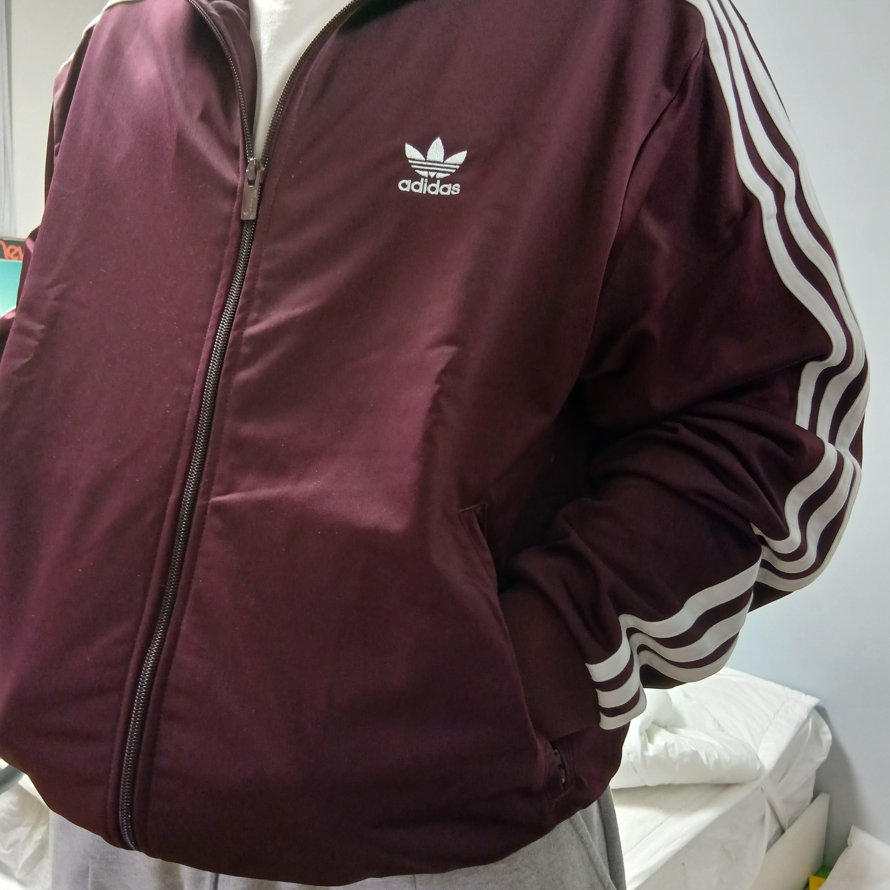 Adidas Adicolor Classic Firebird Track Top Maroon - KR Sizing 착용 스타일