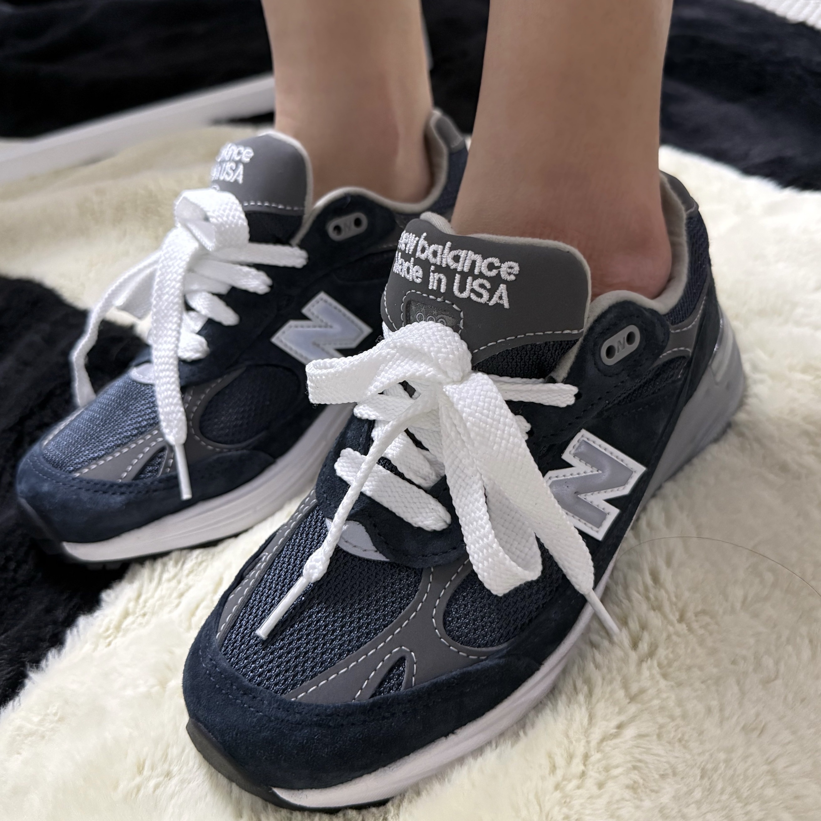 (W) New Balance 993 Made in USA Navy - B Standard 착용 스타일 - 1