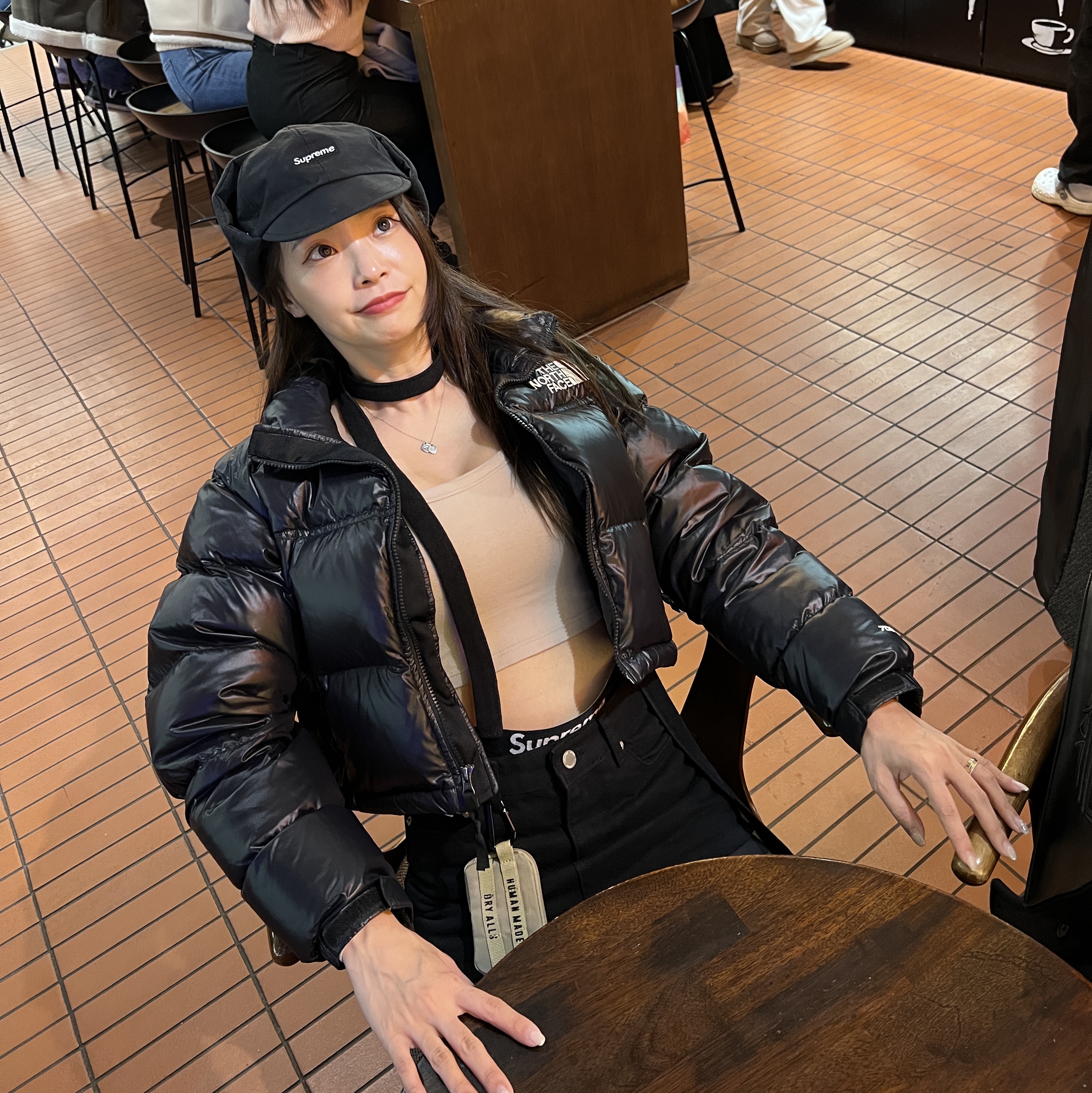Supreme Gore-Tex Earflap Cap Black - 23FW, (W) The North Face Nuptse Short Jacket TNF Black 착용 스타일 - 2