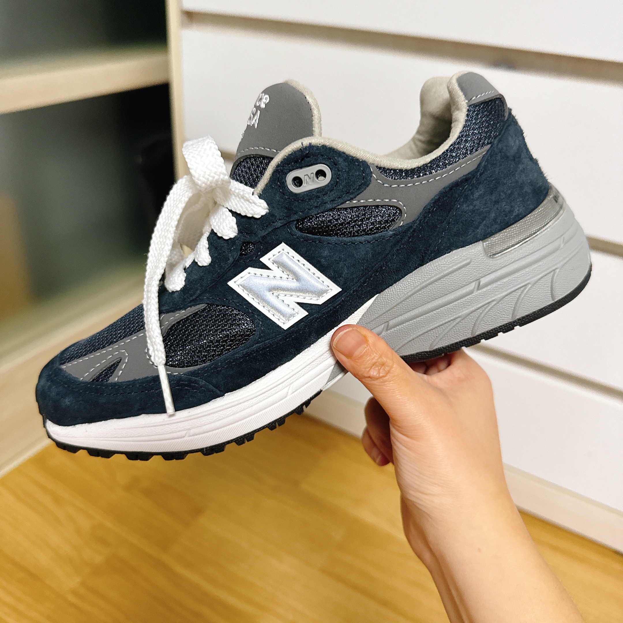 (W) New Balance 993 Made in USA Navy - B Standard 착용 스타일 - 2