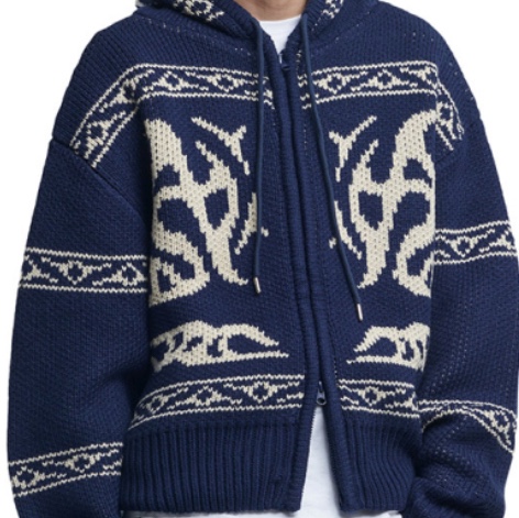 NOMANUAL Cowichan Hooded Zip-up Navy 착용 스타일