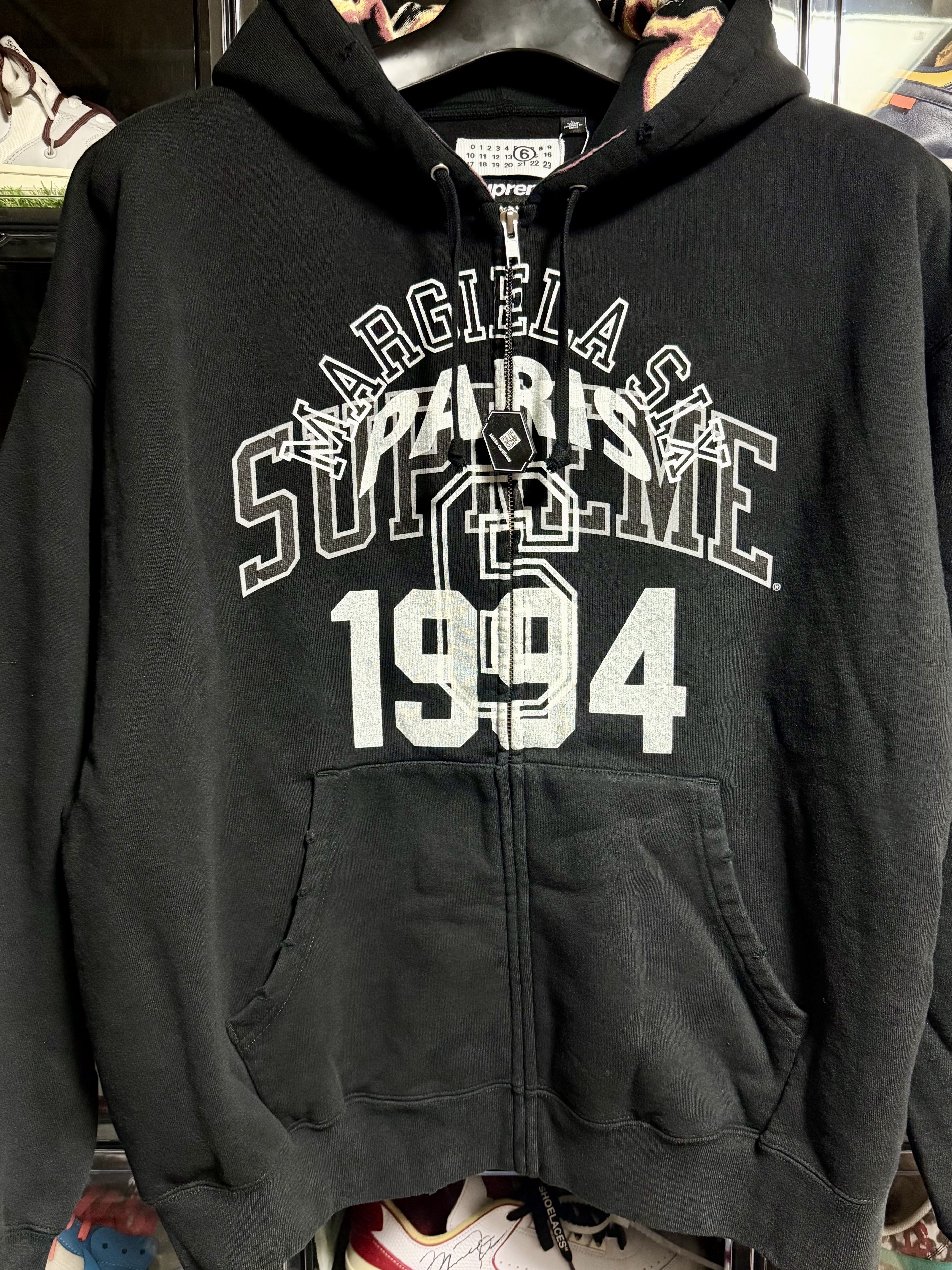 Supreme x MM6 Maison Margiela Zip Up Hooded Sweatshirt Black - 24SS 착용 스타일