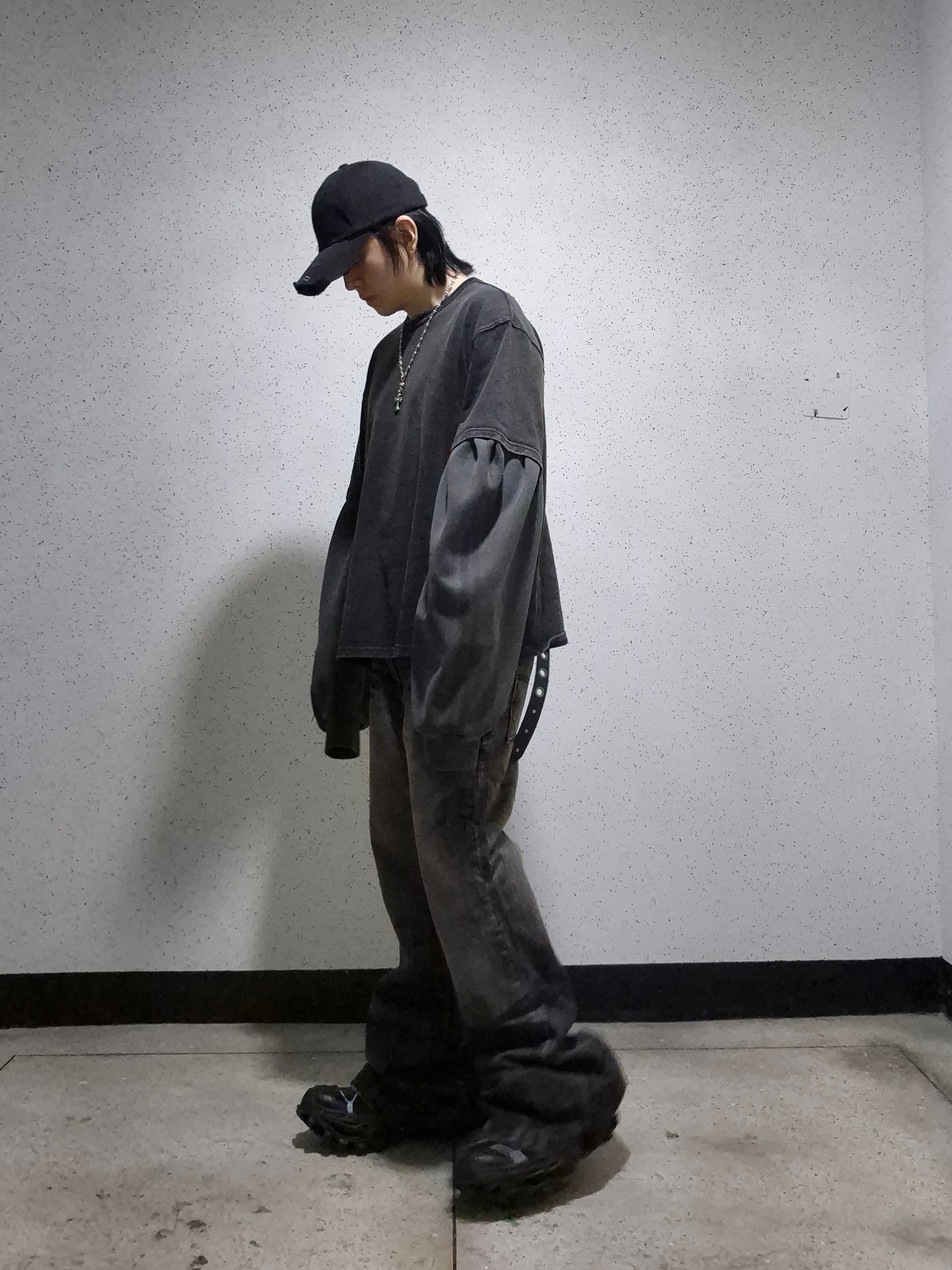 Balenciaga Hike Sneaker Black, Civision by CSC Distressed Plain Cap 착용 스타일 - 5