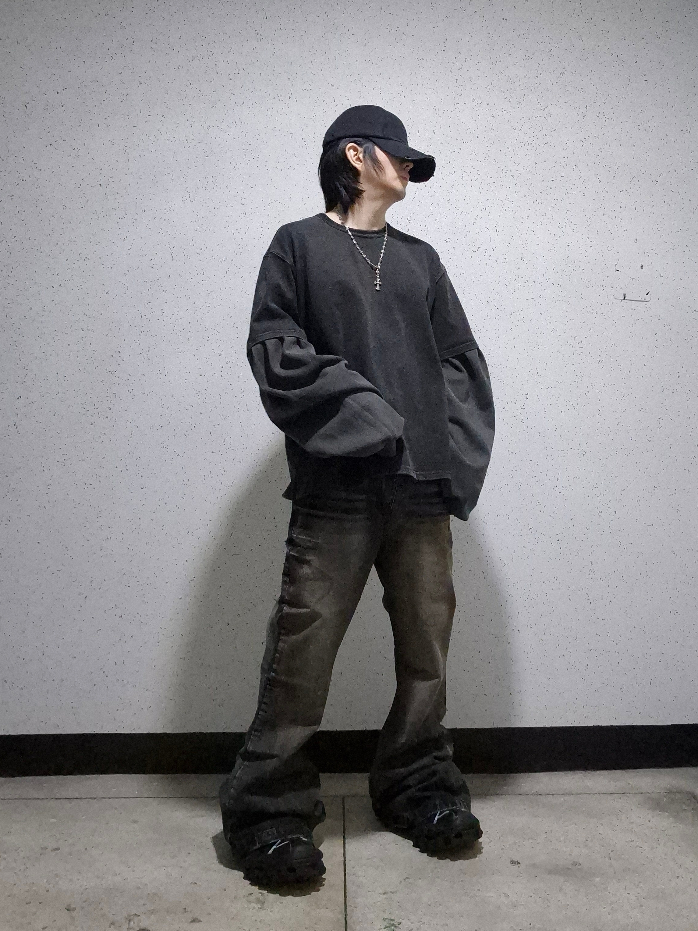 Balenciaga Hike Sneaker Black, Civision by CSC Distressed Plain Cap 착용 스타일 - 3