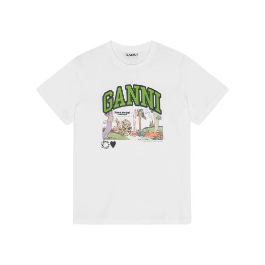 (W) Ganni Basic Jersey Poppy Relaxed T-Shirt Bright White