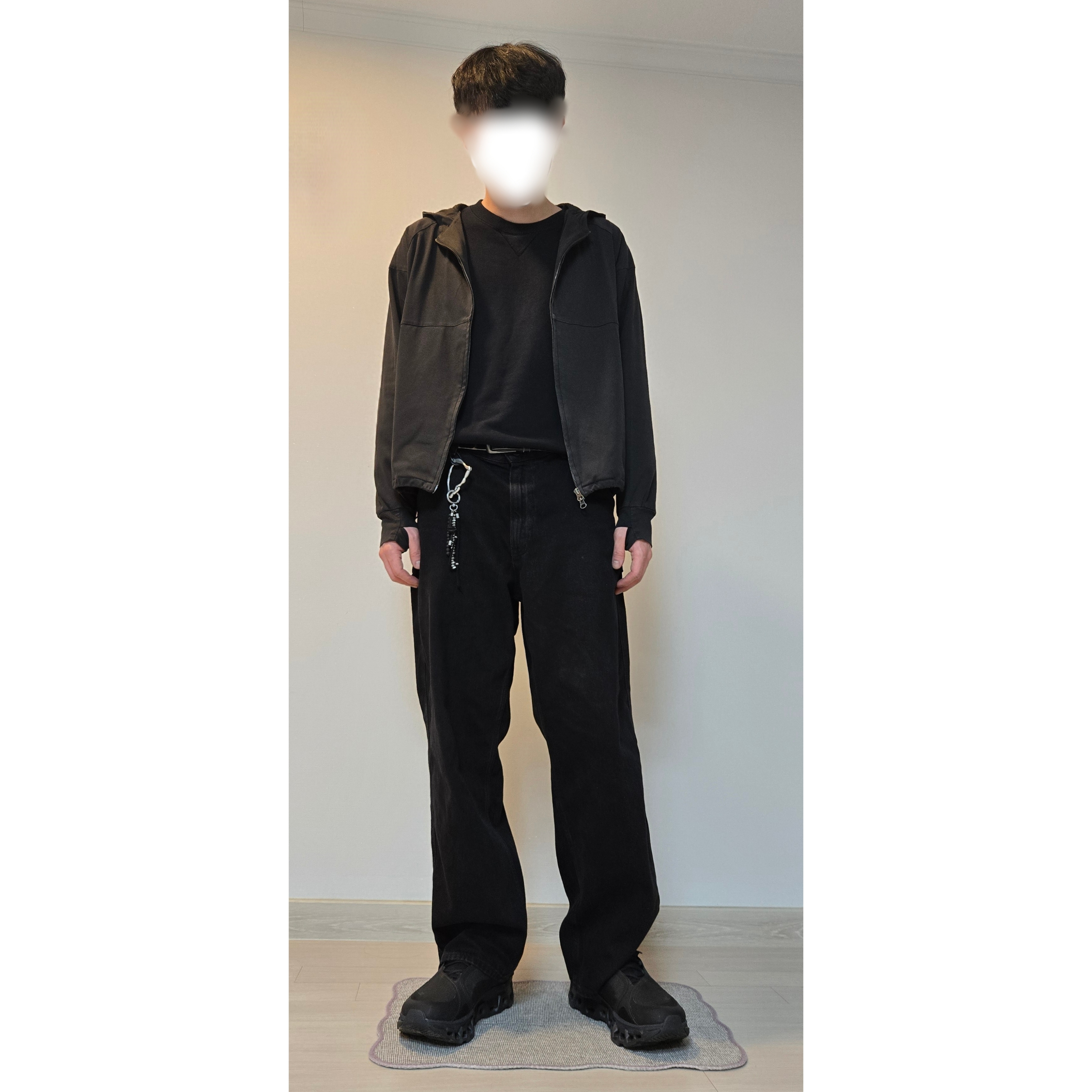 On Running x Post Archive Faction (Paf) Cloudmonster 2 Black Magnet, Hatchingroom Silket Hoodie Dyed Dark Green 착용 스타일 - 1