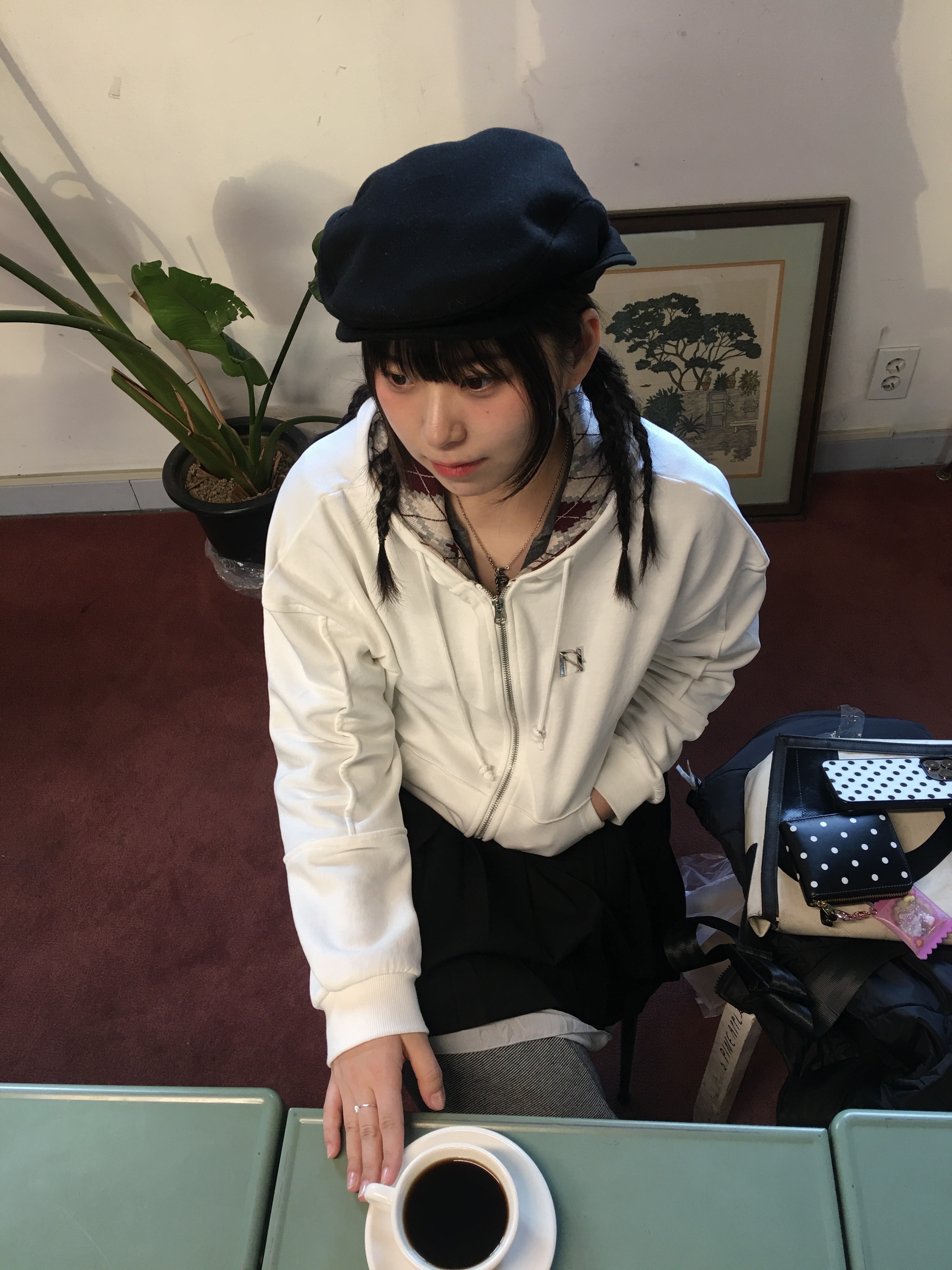 [KREAM 단독 / 예약 배송] Newalrin Lollipop Check Hoodie Zip Up White, Open Yy Bicycle Foldable Earflap Black 착용 스타일 - 2