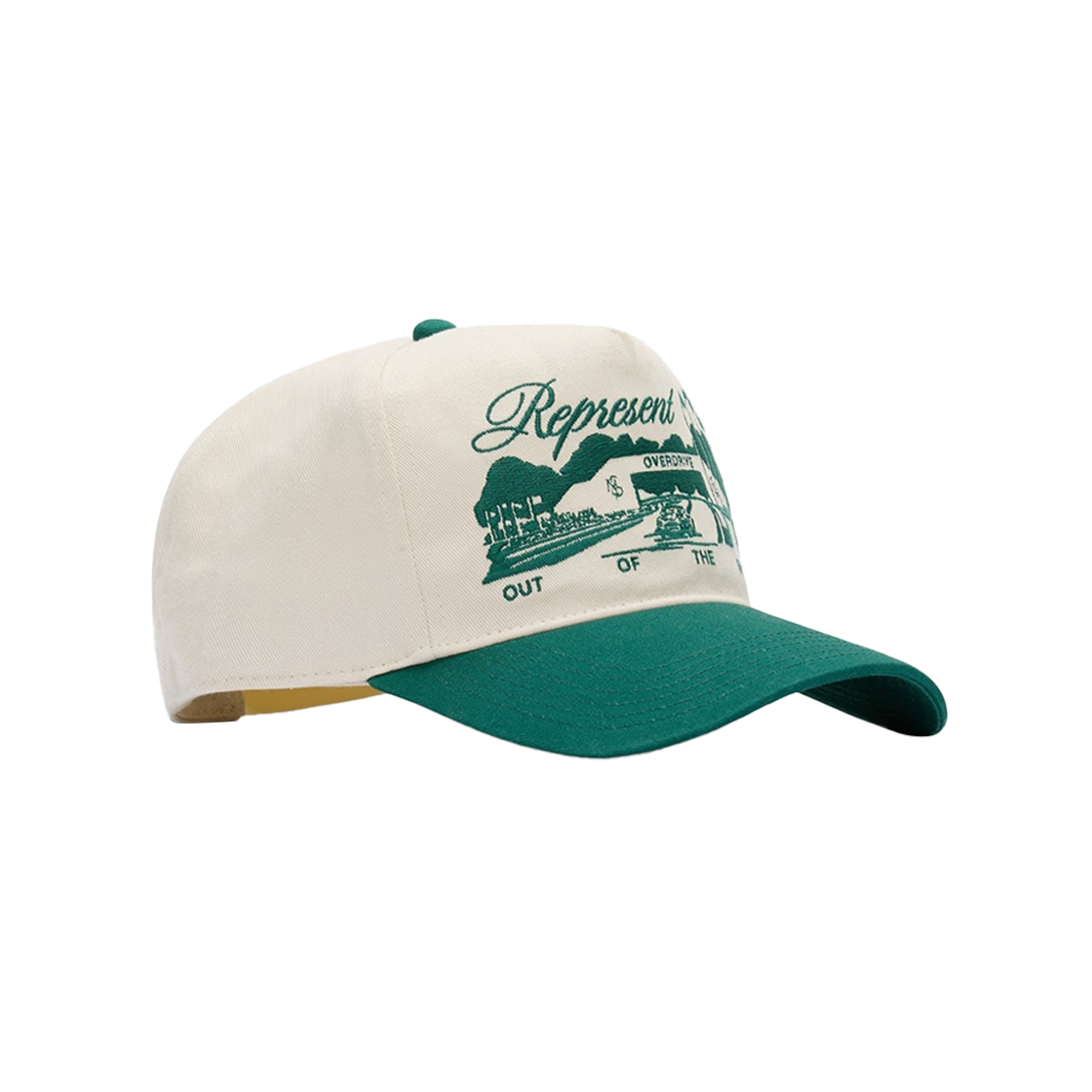 리프레젠트 레이스웨이 캡 앤티크 화이트 포레스트 그린 - 25SS(Represent Raceway Cap Antique White Forest Green - 25SS)