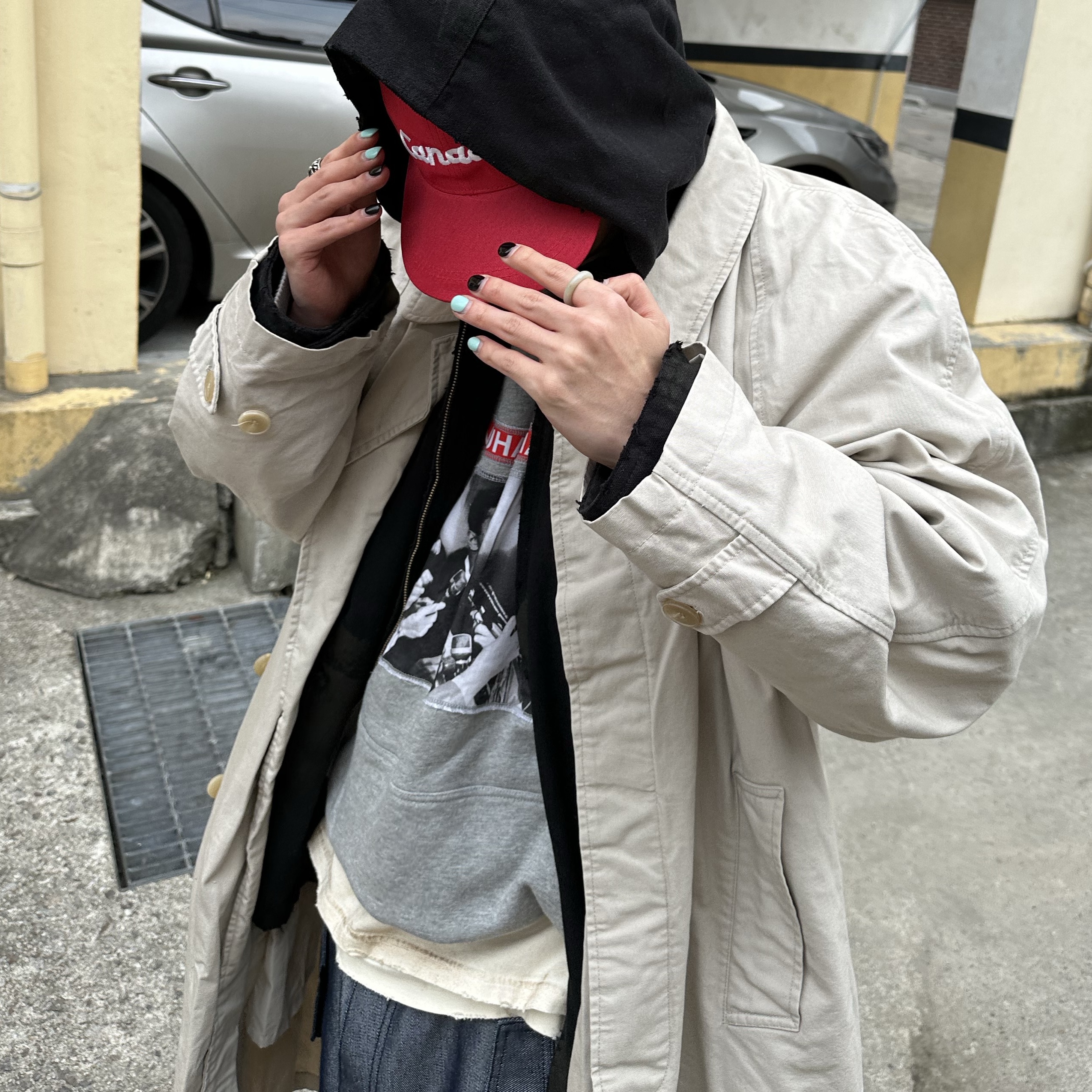 Balenciaga 3XL Sneakers Light Beige, Project G/R x MFM333. 3 Layered Long Sleeve Ivory 착용 스타일 - 6