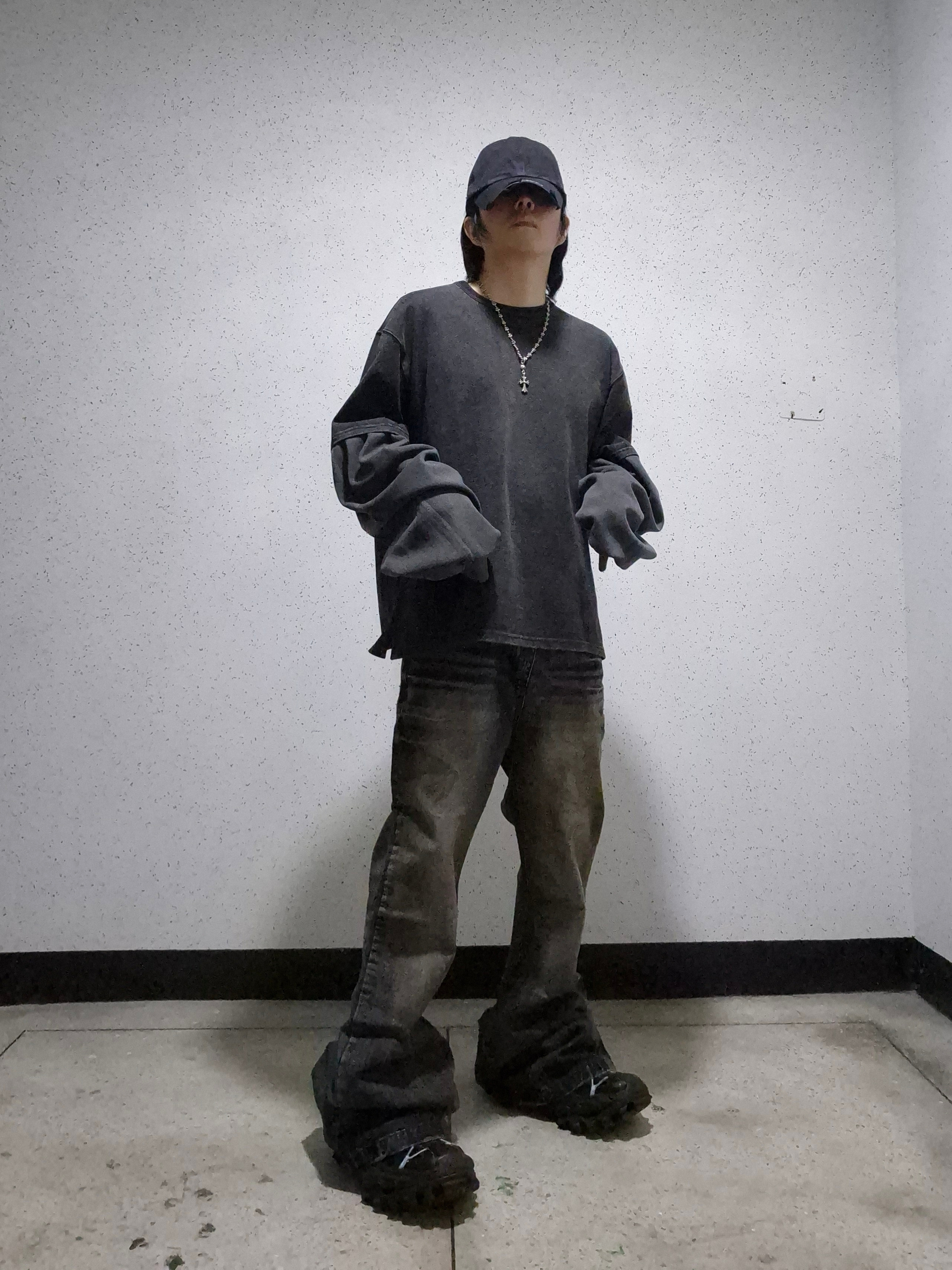 Balenciaga Hike Sneaker Black, Civision by CSC Distressed Plain Cap 착용 스타일 - 2