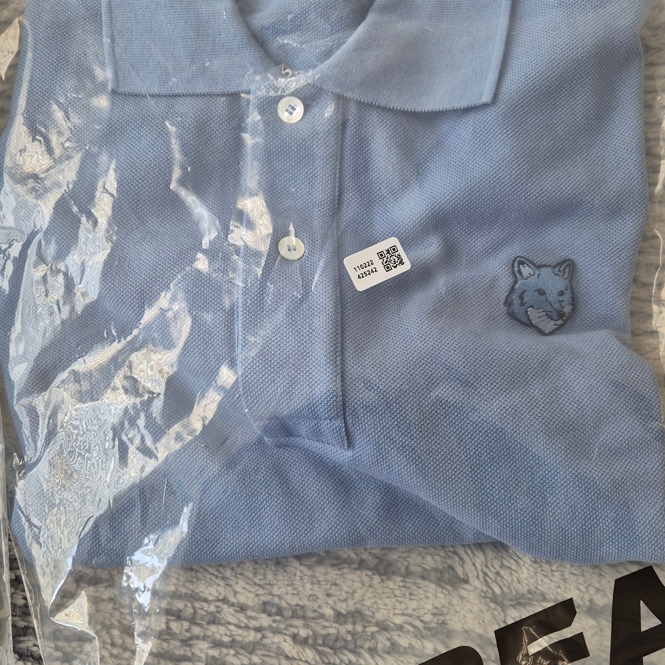 Maison Kitsune Bold Fox Head Patch Comfort Polo Hampton Blue 착용 스타일