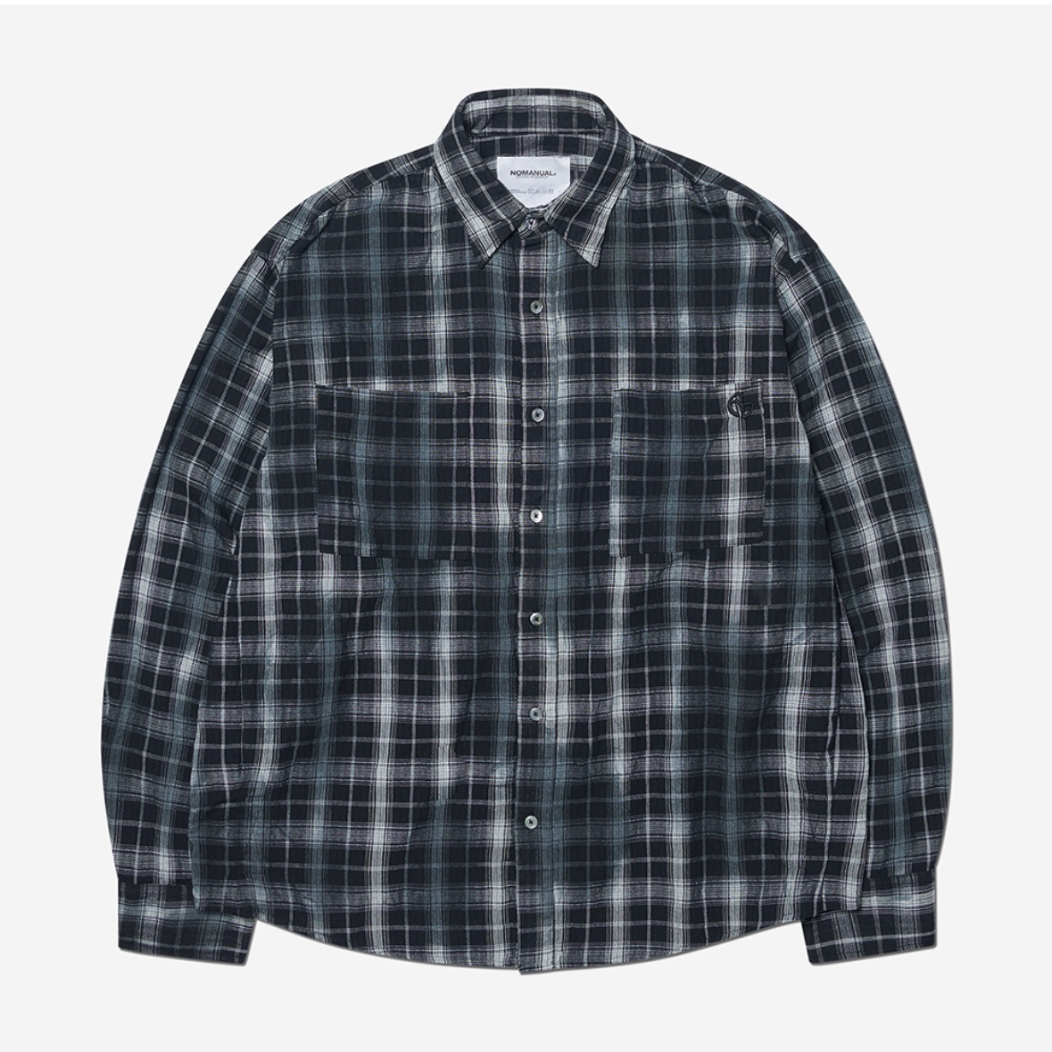 NOMANUAL O.D Check Shirt Black 착용 스타일 - 2