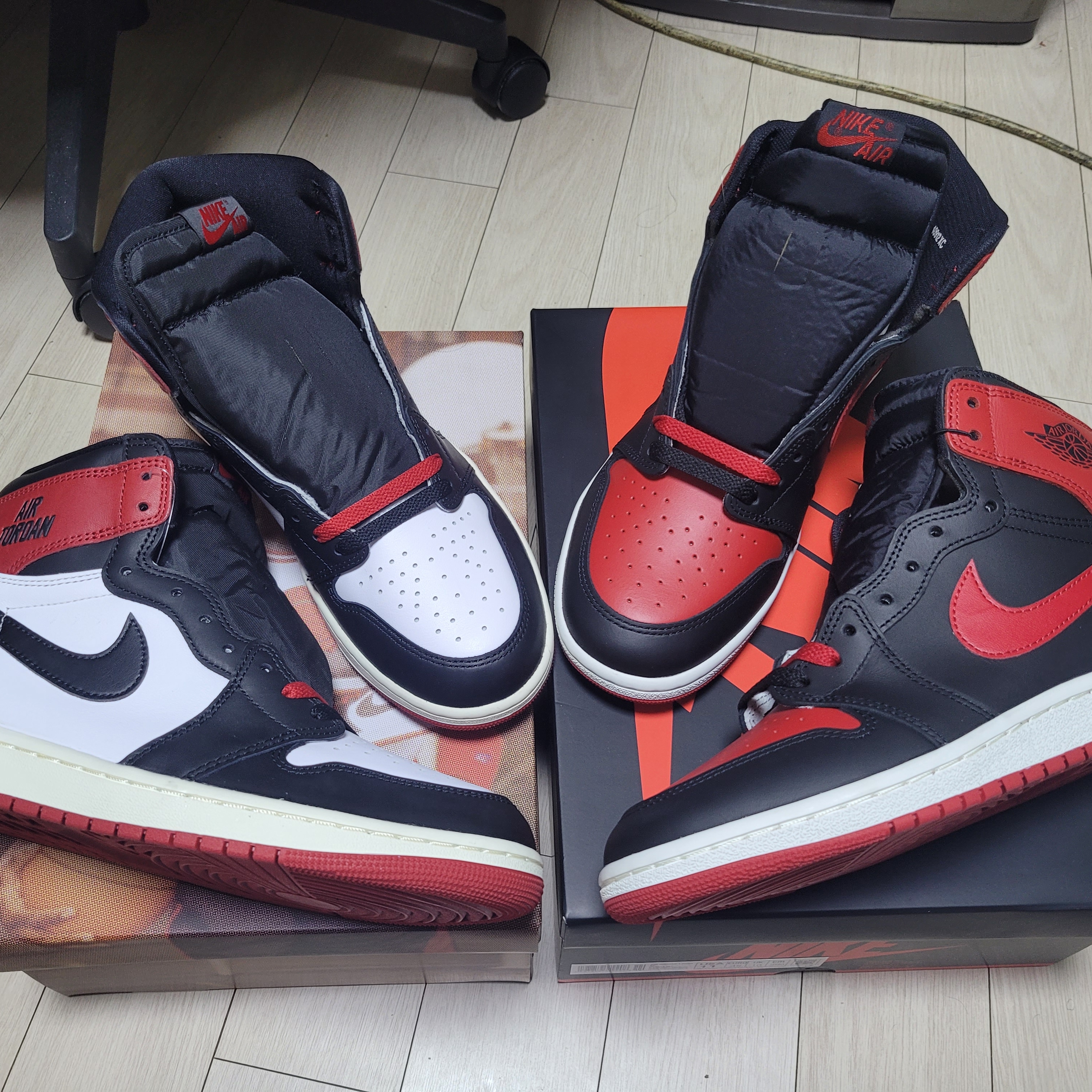 Jordan 1 High 85 Bred, Jordan 1 Retro High OG Black Toe 착용 스타일 - 2