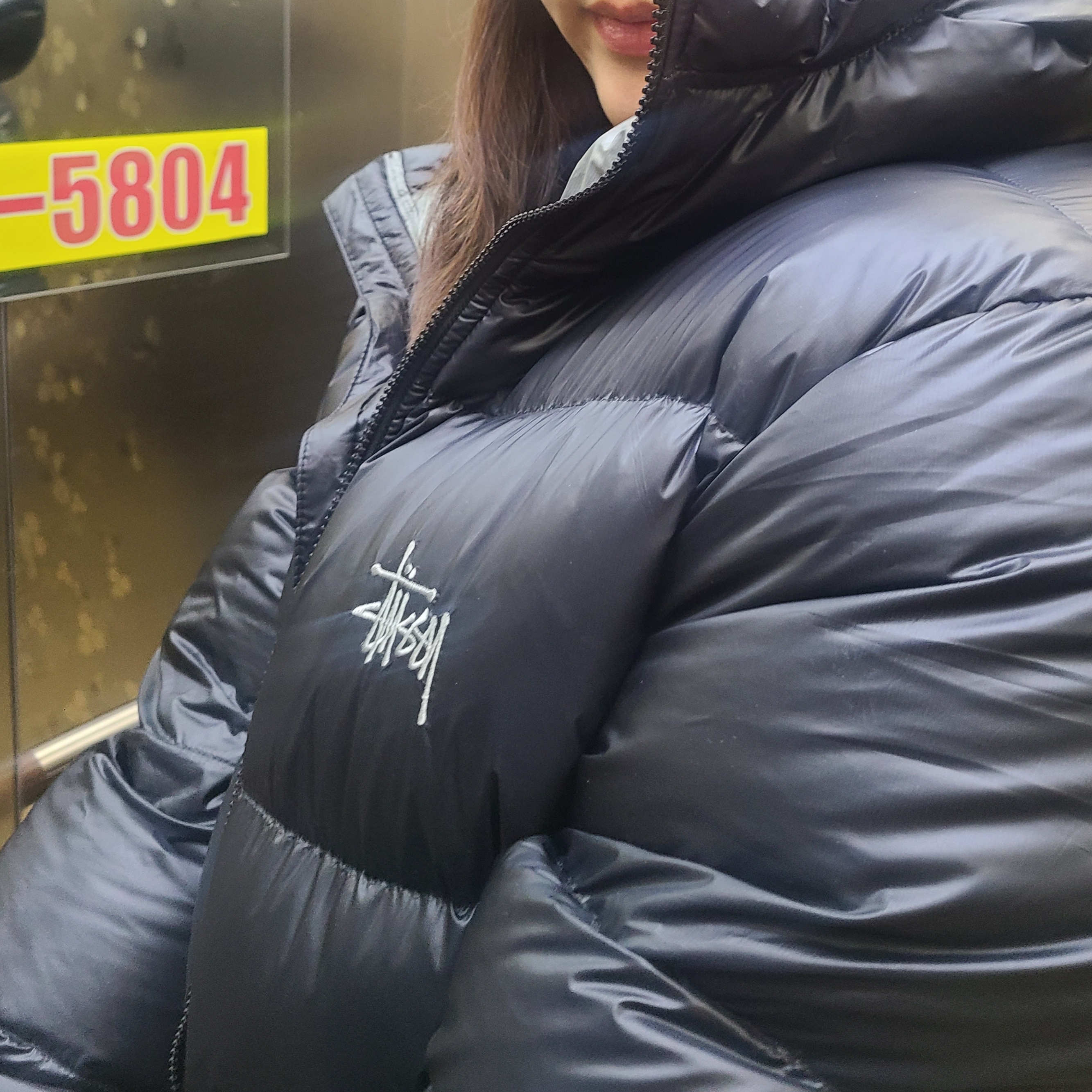 Stussy Down Parka Micro Ripstop Phantom Black 착용 스타일 - 2