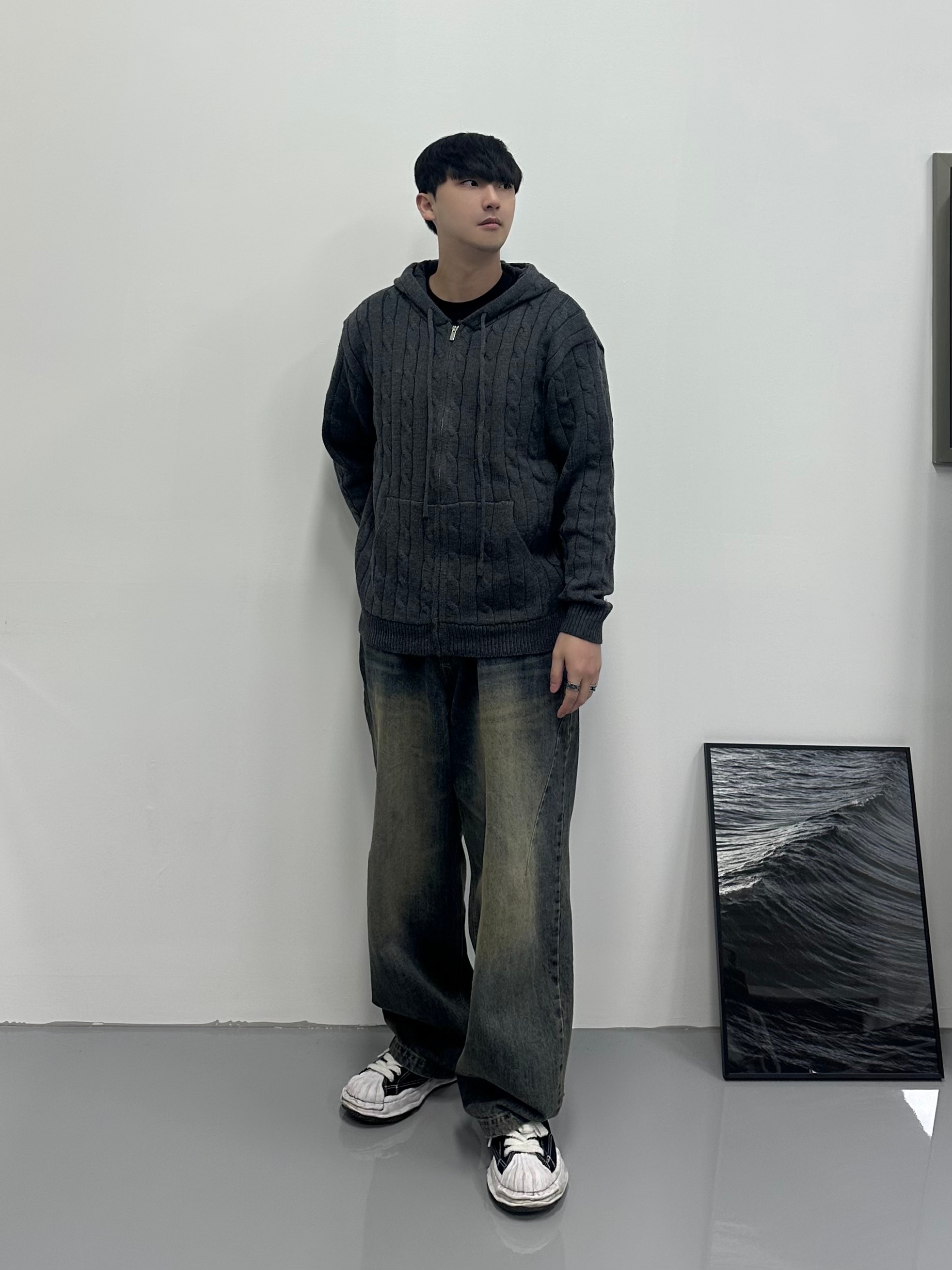 Maison Mihara Yasuhiro Peterson OG Sole Canvas Low Sneakers Black 착용 스타일