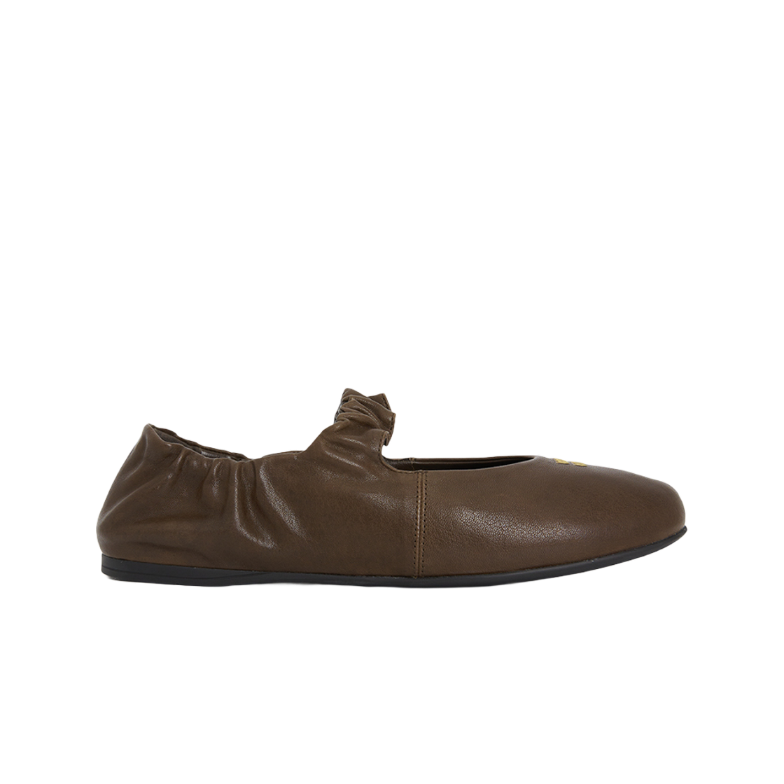 5F340E-EFX-F0NBL (W) Miu Miu Ruches Nappa Leather Ballerinas Brown