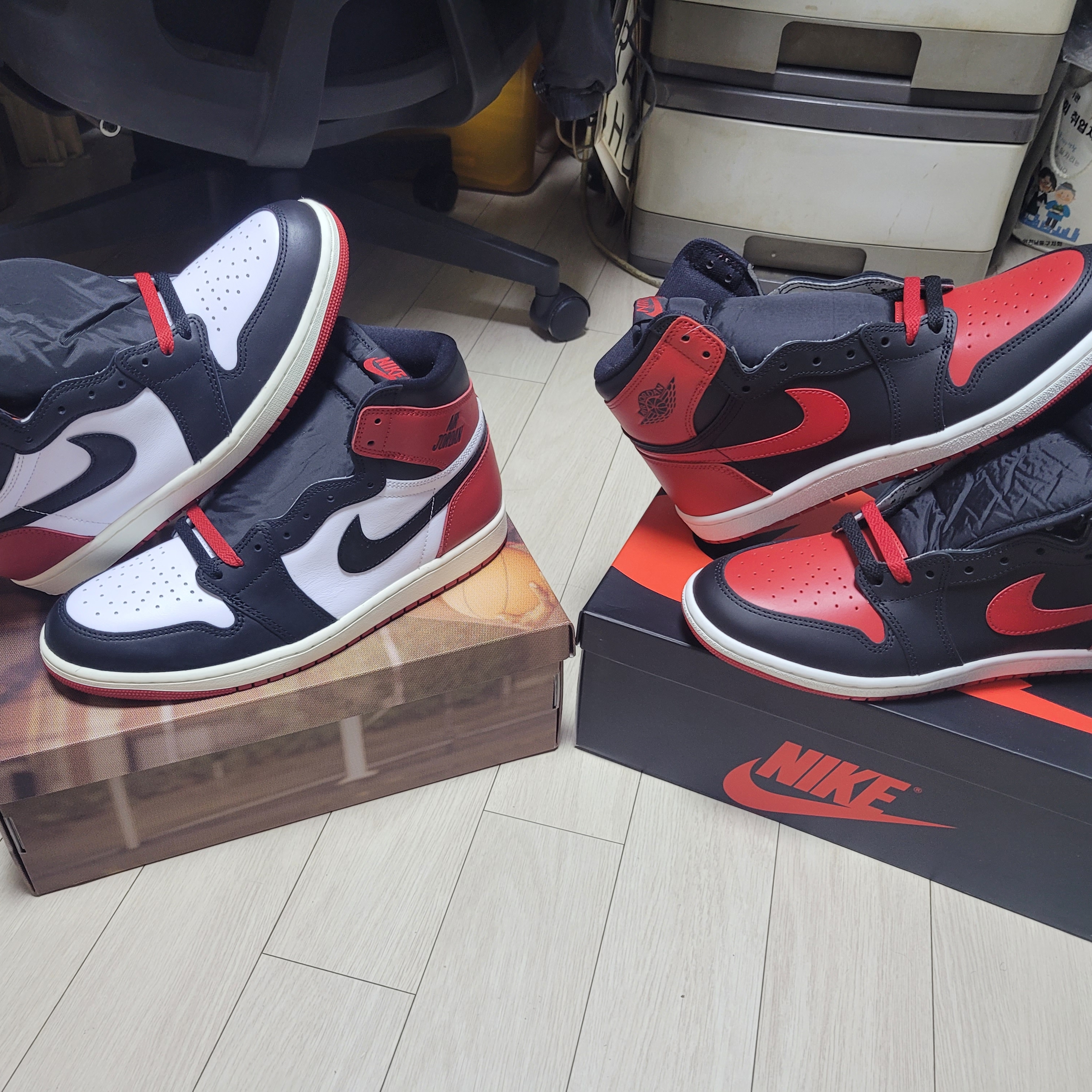 Jordan 1 High 85 Bred, Jordan 1 Retro High OG Black Toe 착용 스타일 - 1