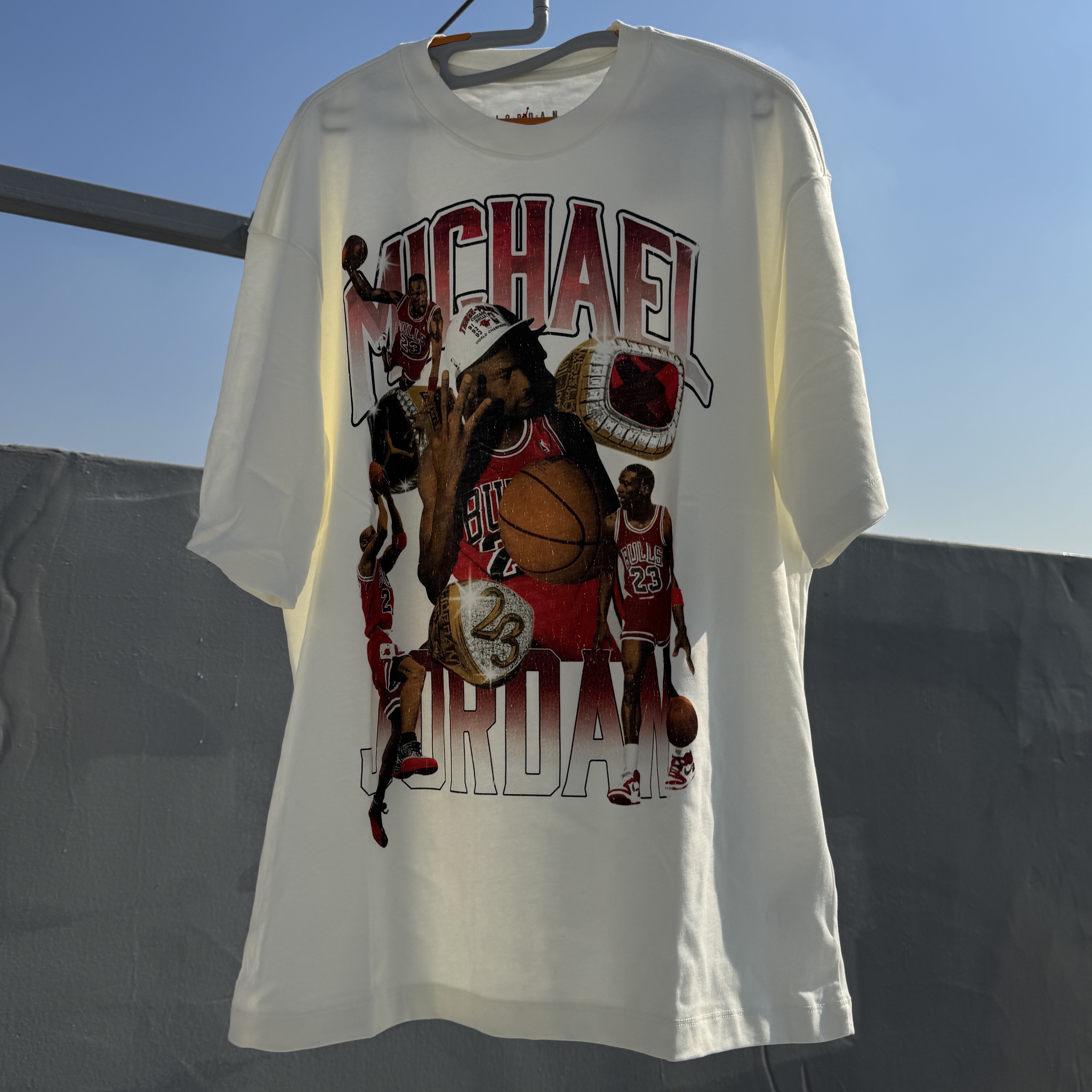 Jordan Flight Essentials Oversized T-Shirt Sail Varsity Red - Asia 착용 스타일