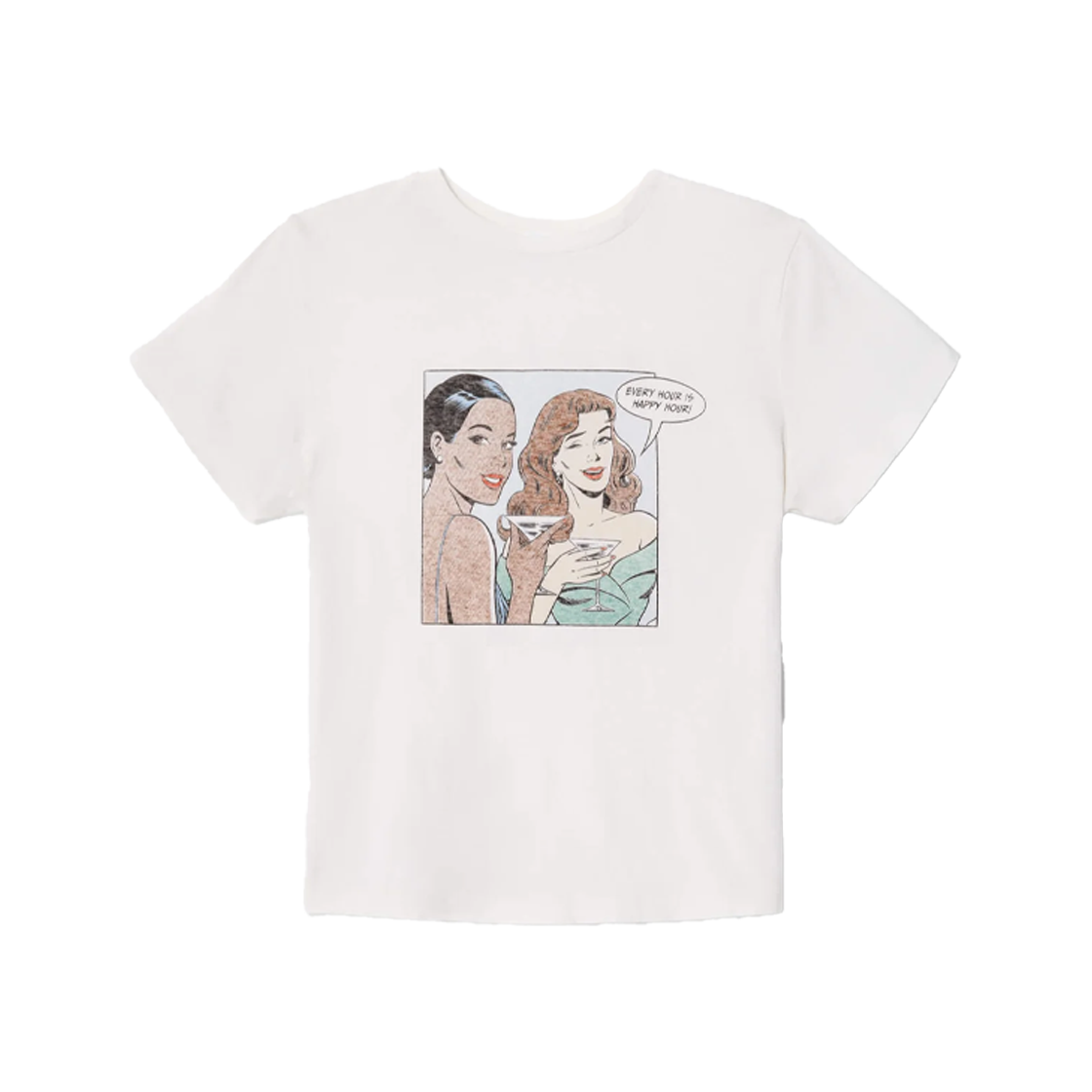 리던 우먼 클래식 티 해피 아워 빈티지 화이트 - 25SS(Re/Done Women Classic Tee Happy Hour Vintage White - 25SS)