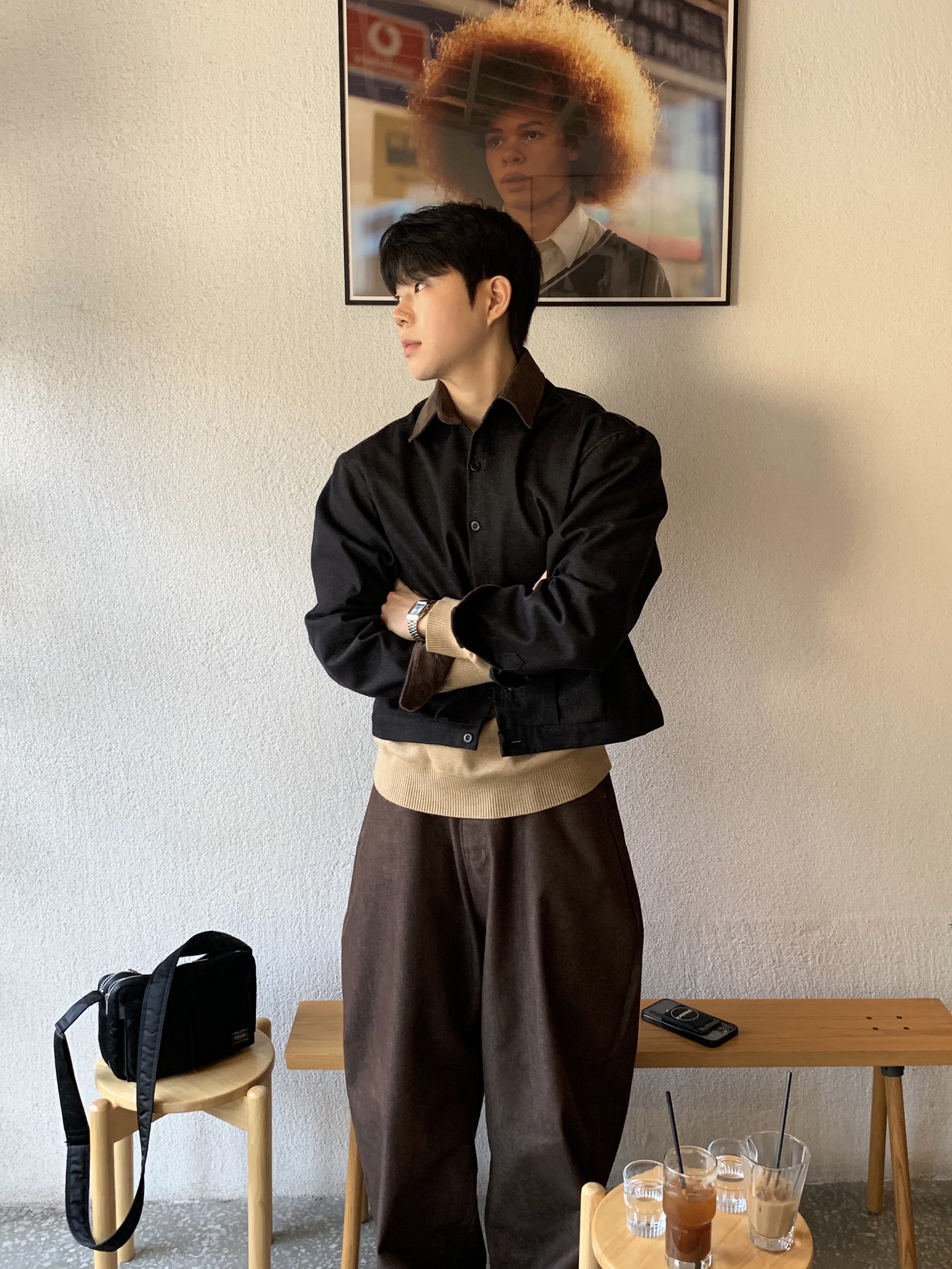 Porter Tanker Shoulder Bag S Black 착용 스타일 - 1