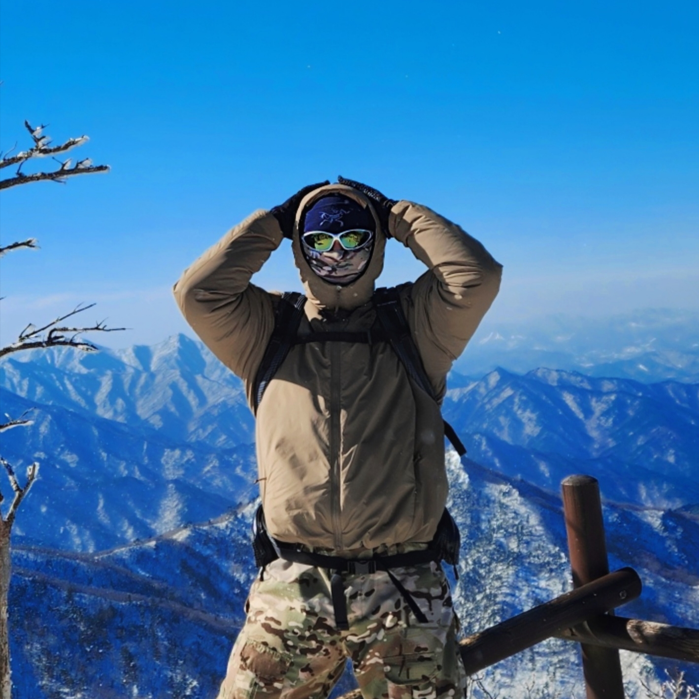 Arc'teryx LEAF Cold WX Hoody LT Gen 2 Crocodile, Arc'teryx Embroidered Bird Toque Black 착용 스타일 - 1