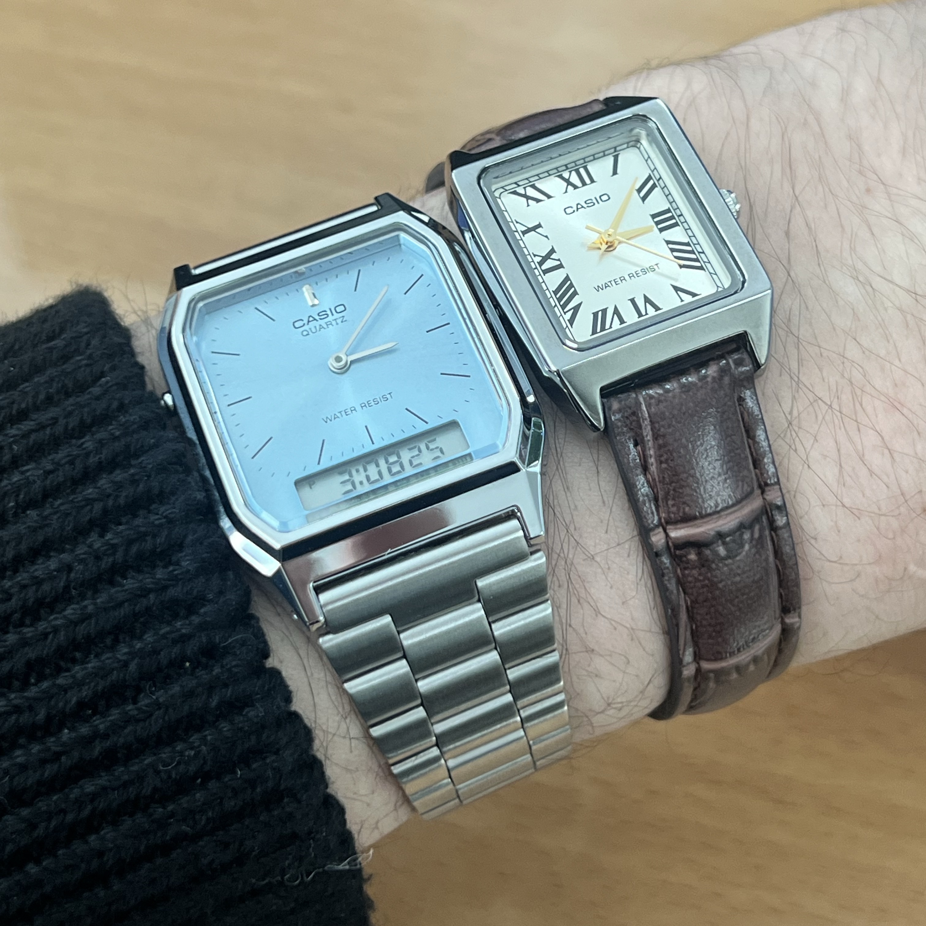 Casio AQ-230A-2A1MQY, Casio LTP-V007L-9B 착용 스타일