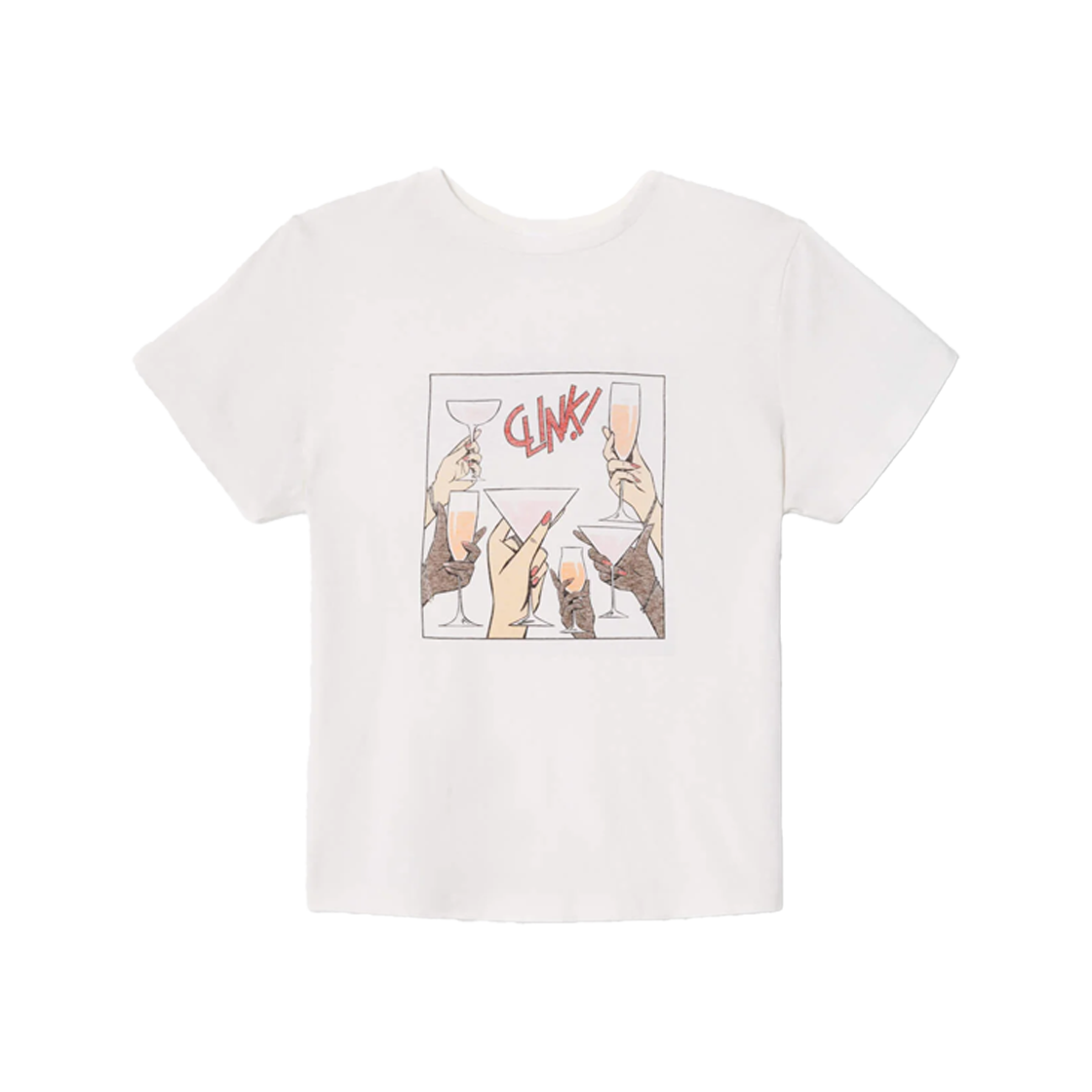 리던 우먼 클래식 티 치어스 빈티지 화이트 - 25SS(Re/Done Women Classic Tee Cheers Vintage White - 25SS)