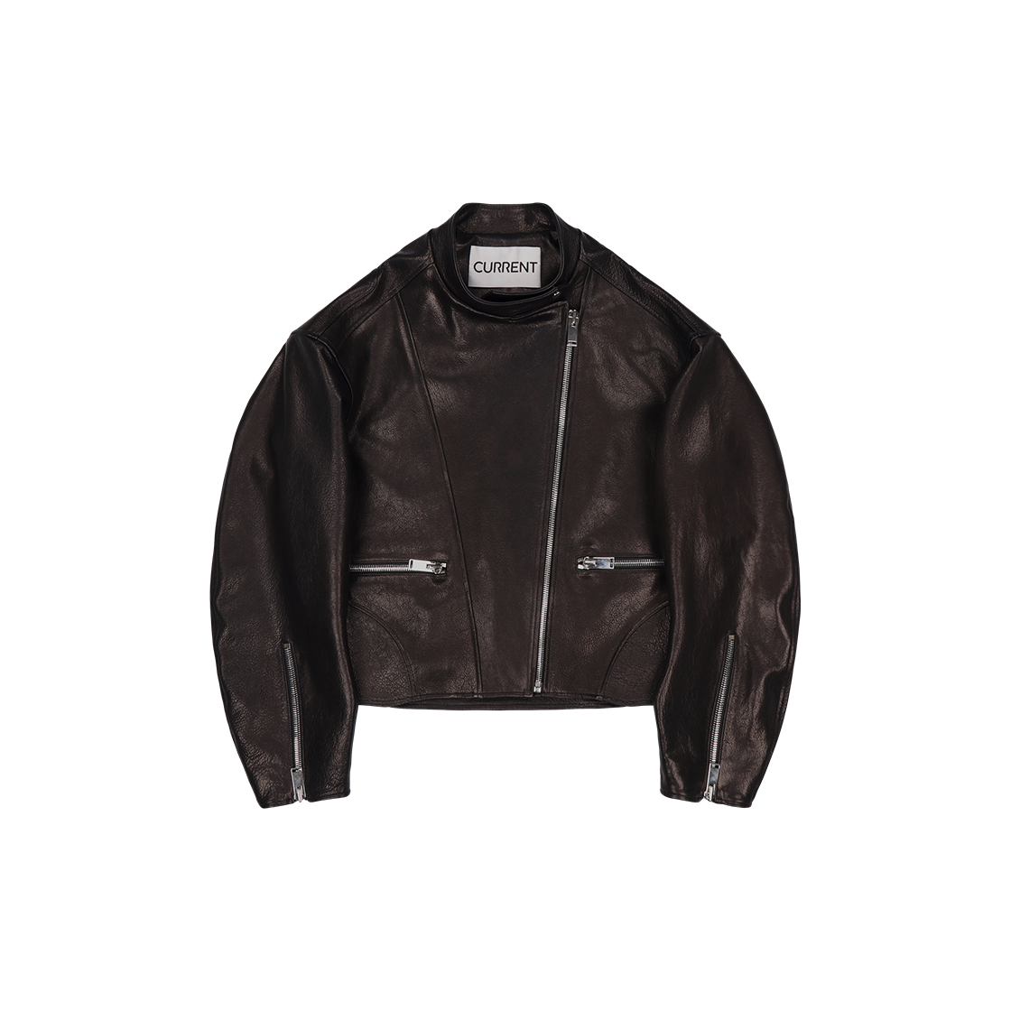 CMTSCJKW01EBKA Current Lamb Skin Oversized Biker Jacket Black