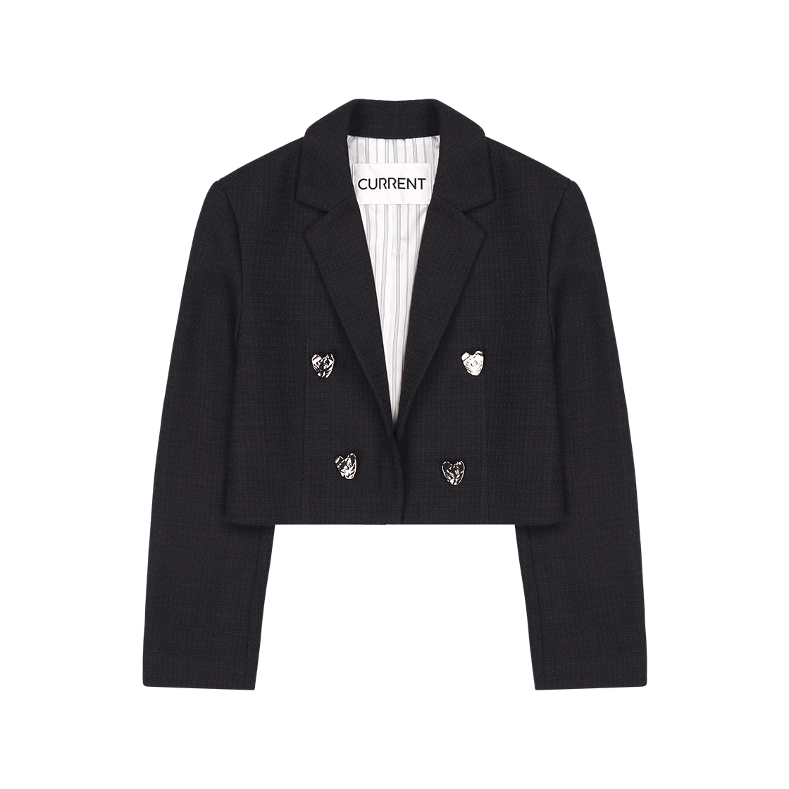 커렌트 테일러 세미 크롭 스트라이프 자켓 다크 네이비(Current Tailor Semi Crop Stripe Jacket Dark Navy)