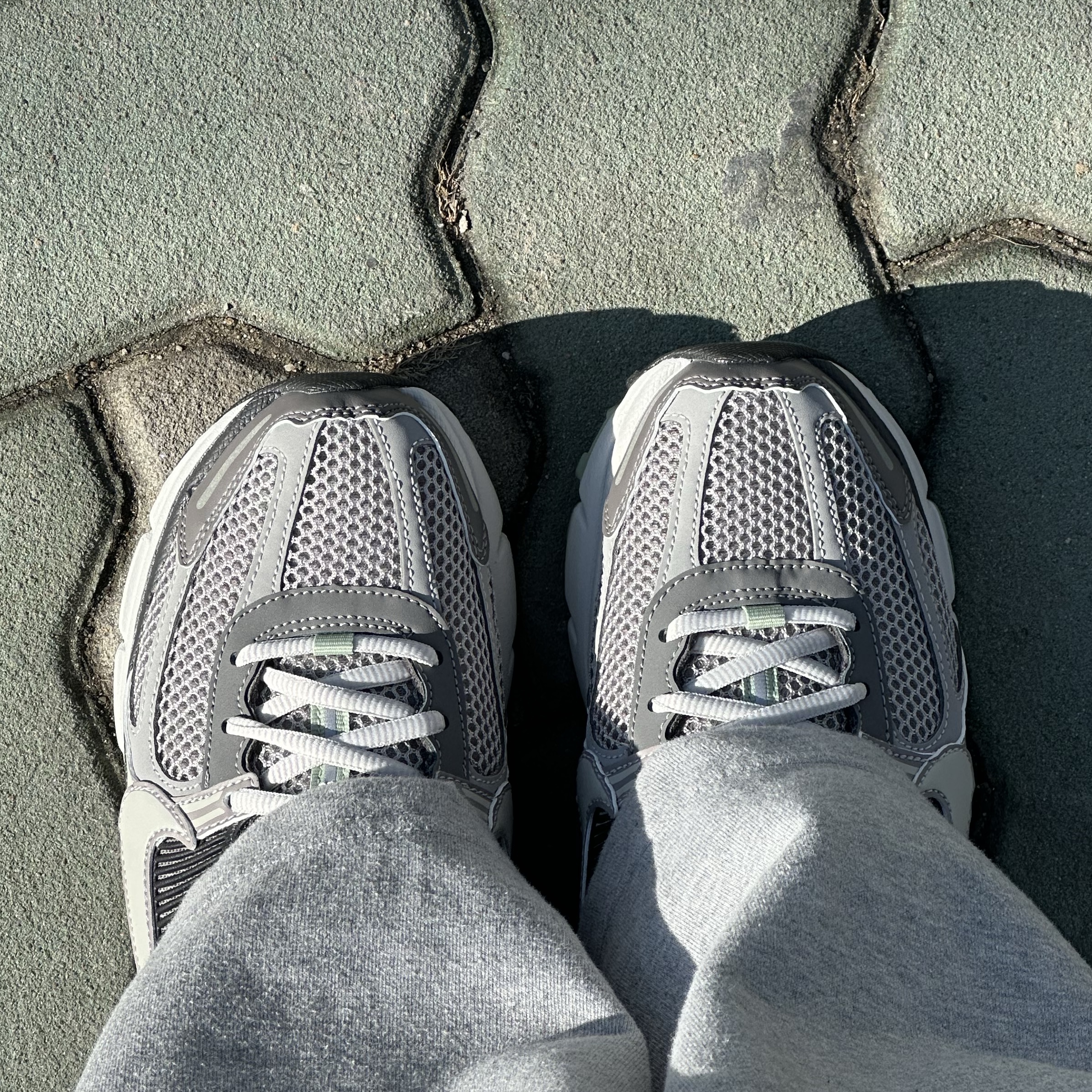 (W) Nike Zoom Vomero 5 Cobblestone and Flat Pewter 착용 스타일