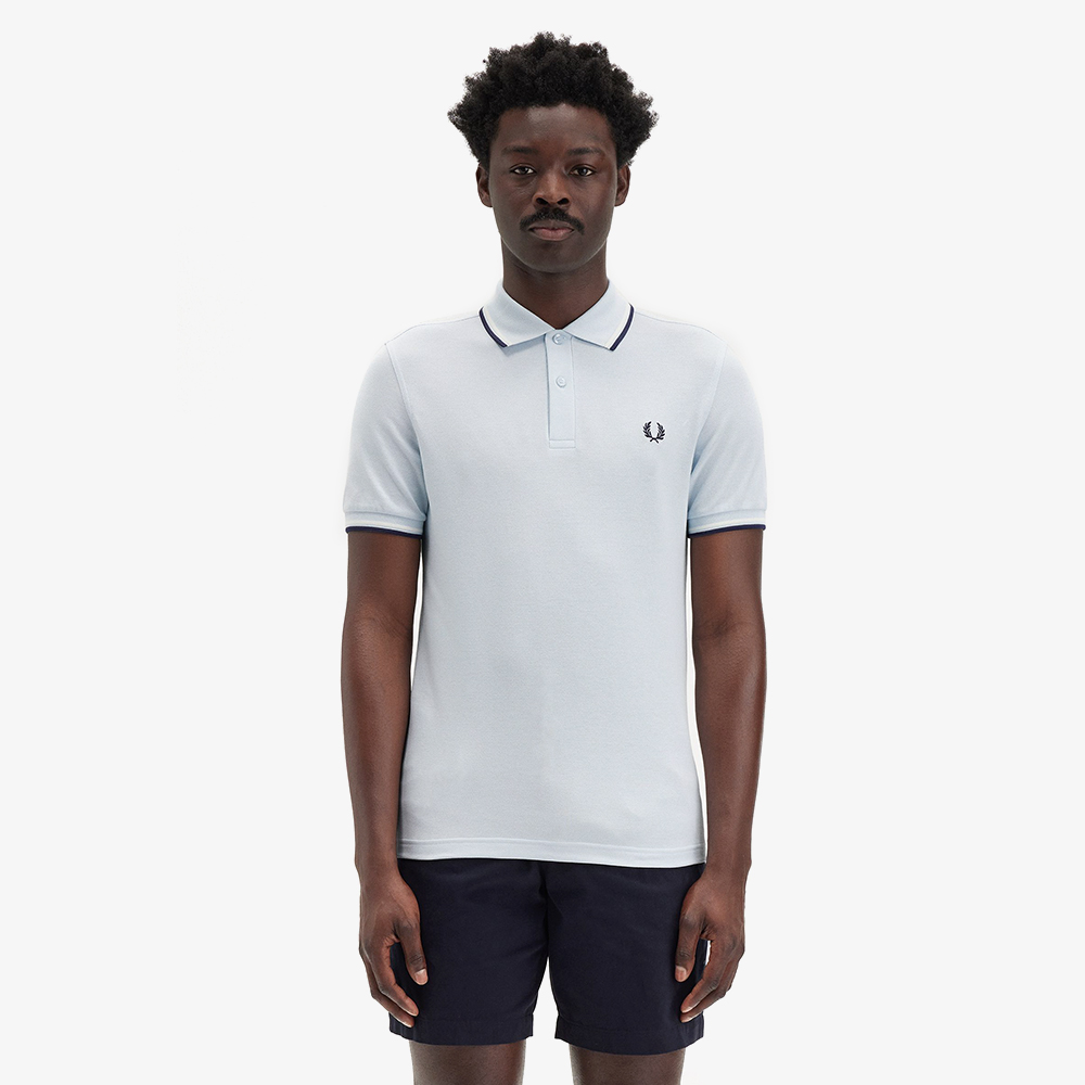 프레드페리 트윈 팁 프레드페리 셔츠 라이트아이스/스노우화이트/테니스블루(Fred Perry Twin Tipped Fred Perry Shirt Light Ice/Snow White/Tennis Blue) - 2