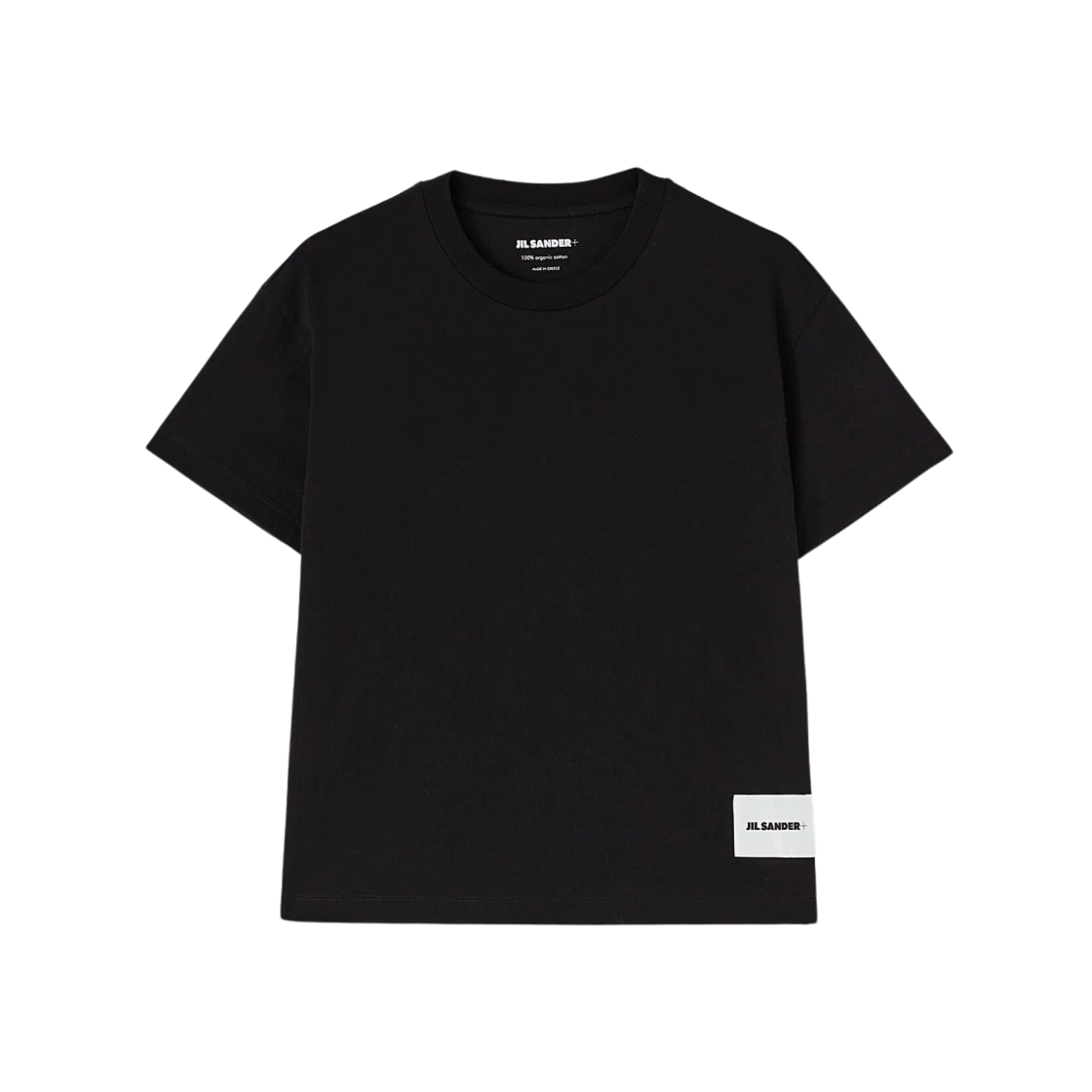 (W) 질 샌더 로고 오가닉 코튼 티셔츠 블랙 (1개입)((W) Jil Sander Organic Cotton T-Shirt Black (1 Pack))